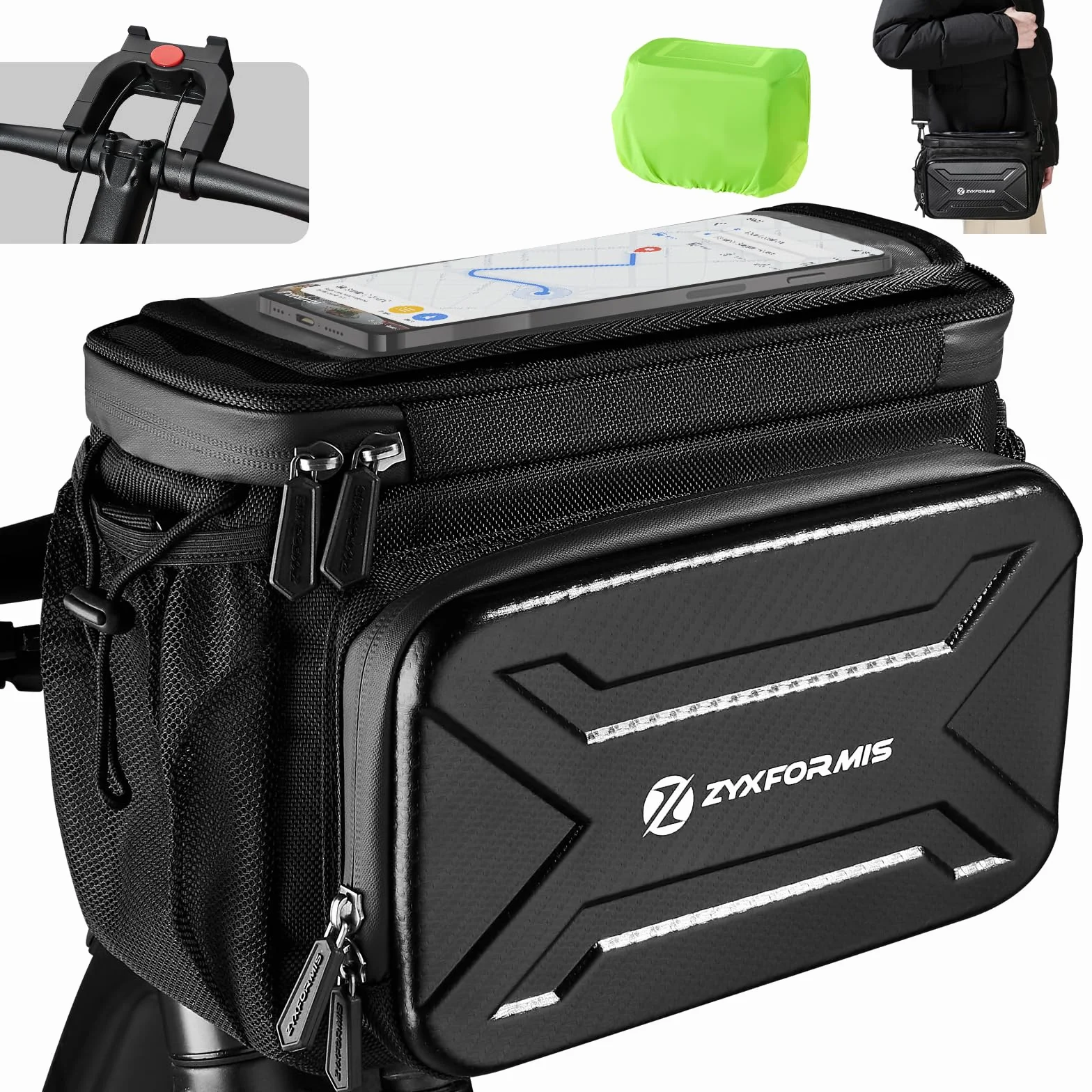 Torba rowerowa na kierownicę 6L, wodoodporny ekran dotykowy TPU Torba przednia roweru z adapterem na kierownicę, odpinanym paskiem na ramię Torba rowerowa na ramę do rowerów i rowerów elektrycznych
