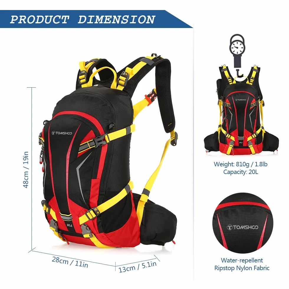 TOMSHOO Plecak 20 l Ultraléger Respirant Imperméable Housse De Pluie Randonnée