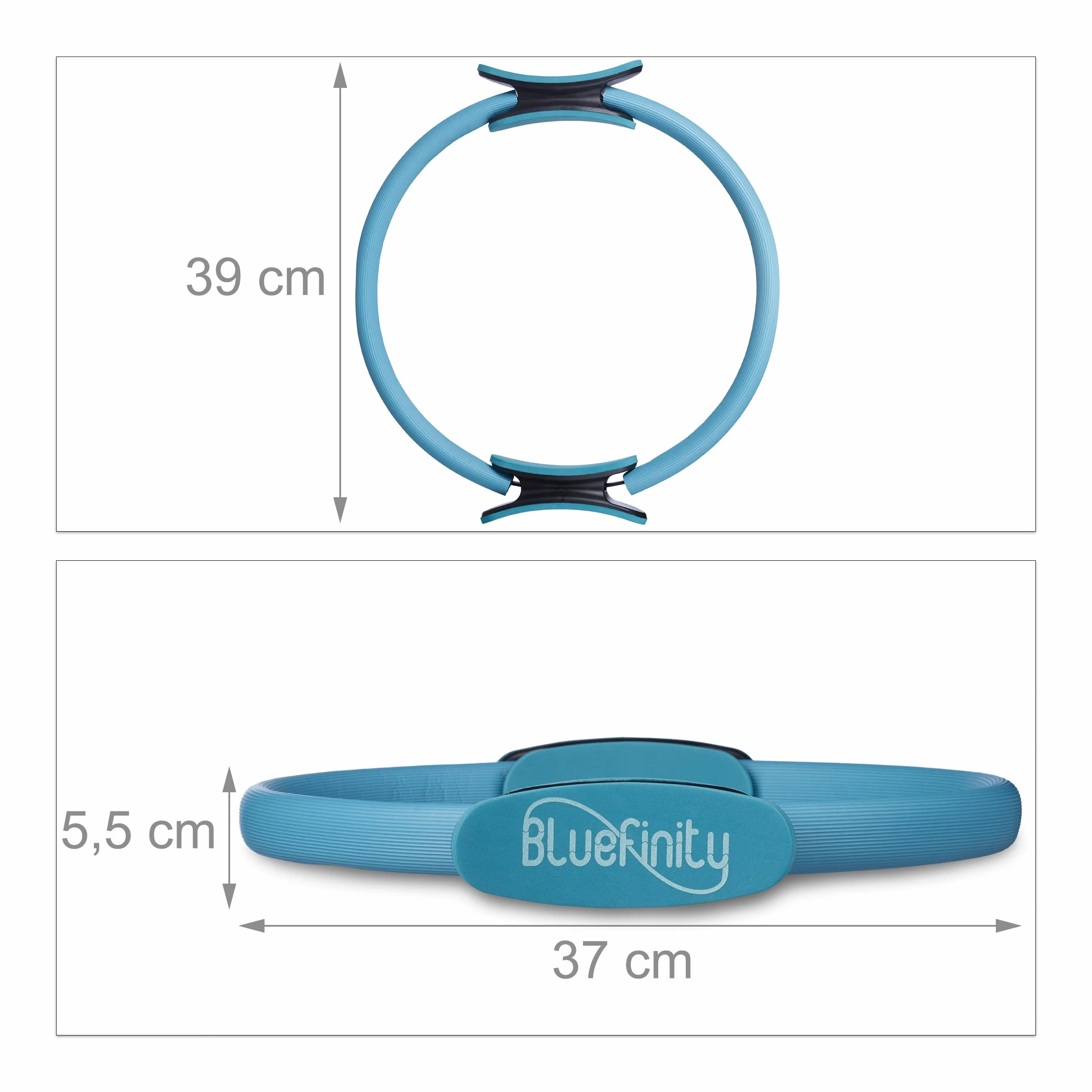 Relaxdays pierścień do pilatesu, podwójny uchwyt, D: 39 cm, włókno szklane, turkusowy