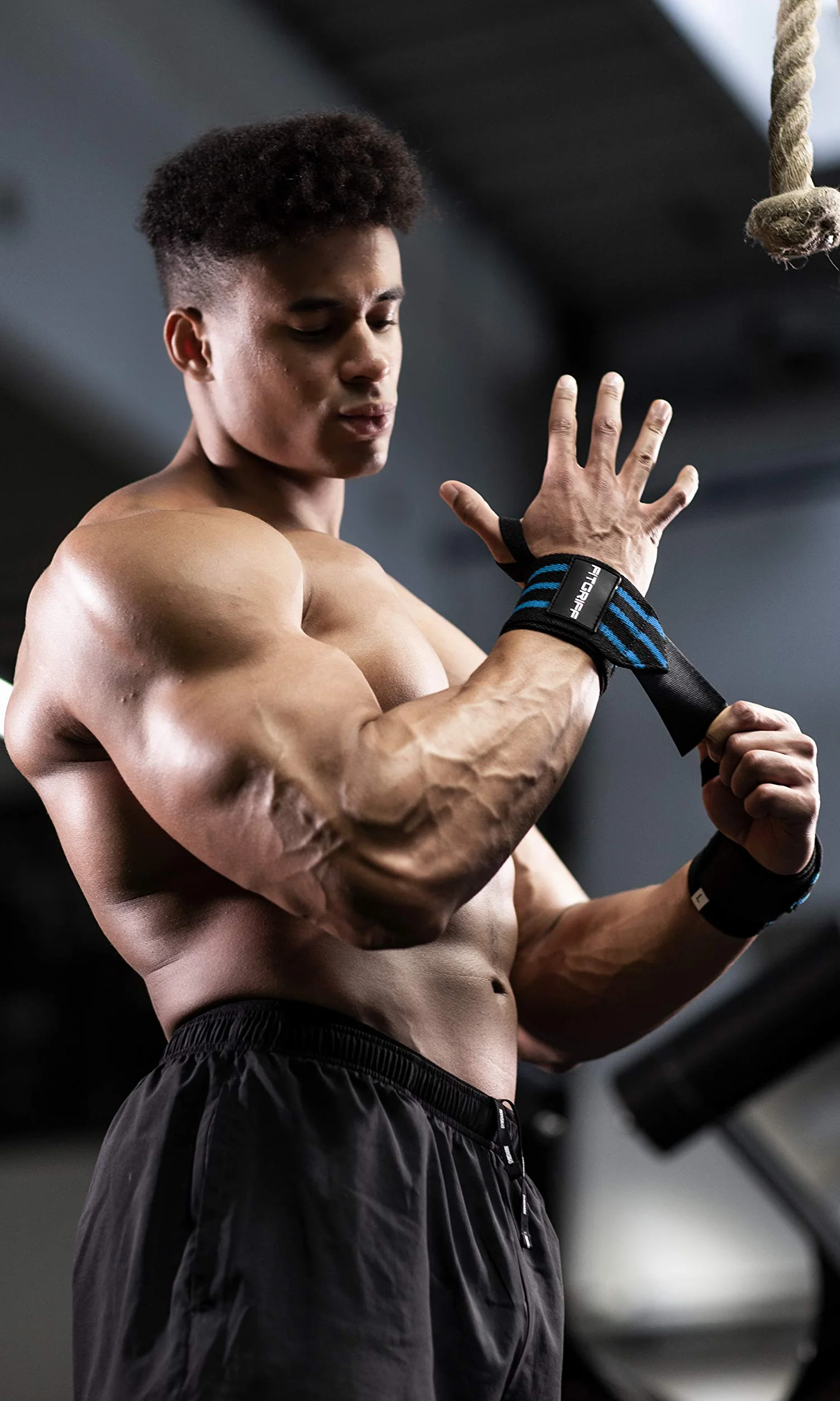FITGRIFF® Bandaże na nadgarstek, 45 cm, do fitnessu, podparcia nadgarstka, kulturystyki, sportów siłowych i crossfitu