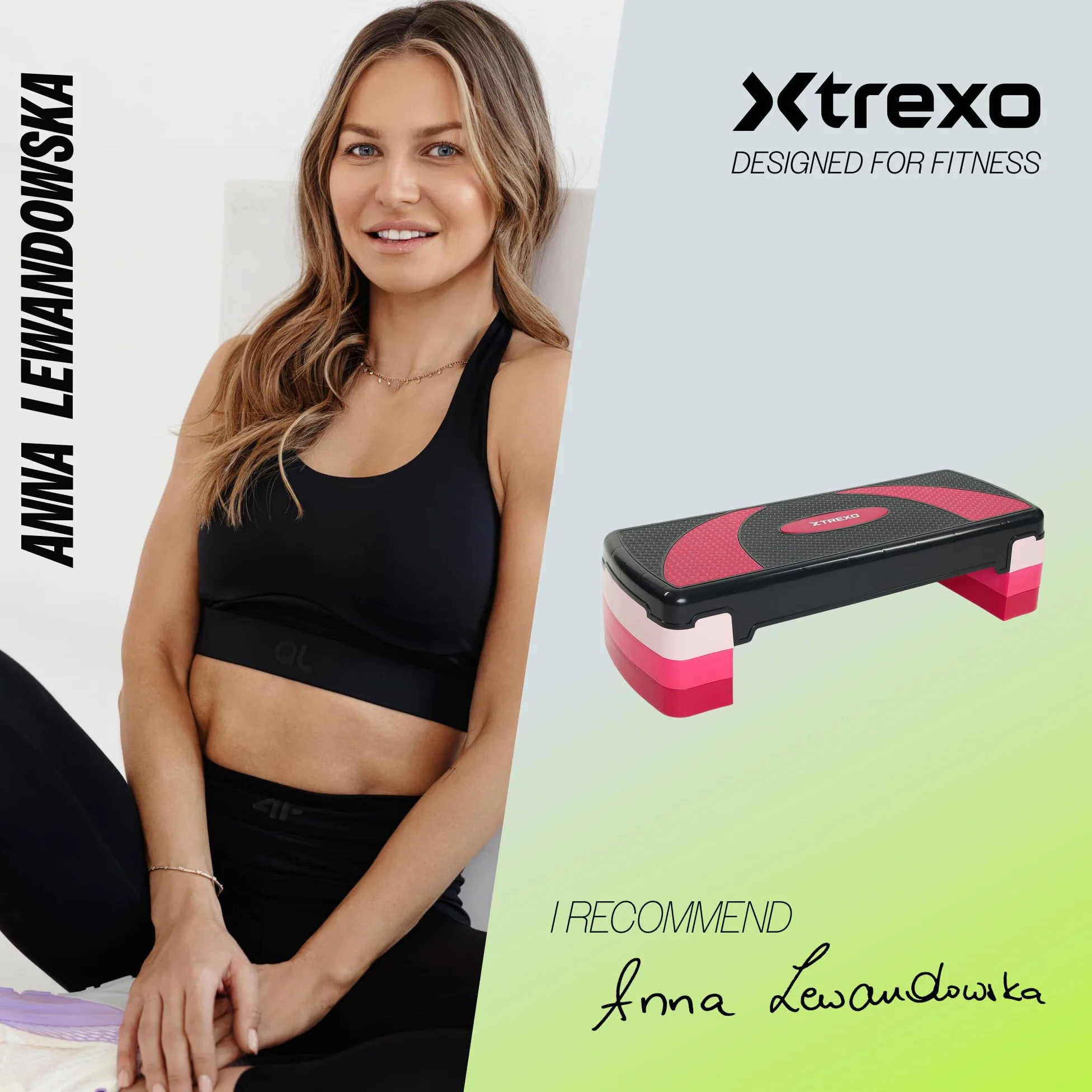 TREXO Aerobik Step 78 x 30 cm do ćwiczeń kardio i treningu fitness regulowana wysokość 10-20 cm wytrzymały polipropylen i TPR wysokiej jakości aerobik niebieski | różowy | szary