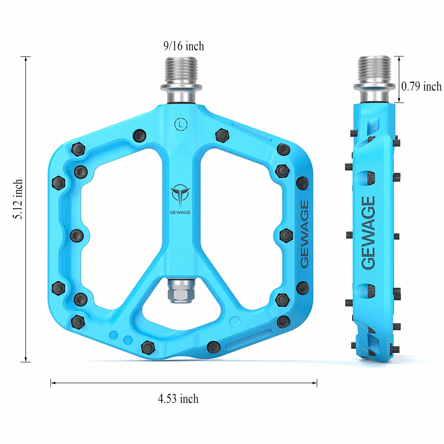 GEWAGE Rower górski antypoślizgowe pedały z włókna nylonowego MTB - 9/40.6 cm lekka i szeroka płaska platforma (niebieski)
