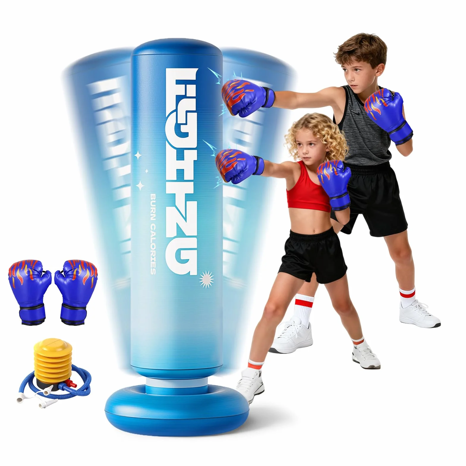 Flintronic Torba bokserska dla dzieci, nadmuchiwana piłka do dziurkowania dla dzieci, 120 cm/160 cm, stabilna torba bokserska, do domowej siłowni treningowej Taekwondo, idealny prezent dla chłopców i