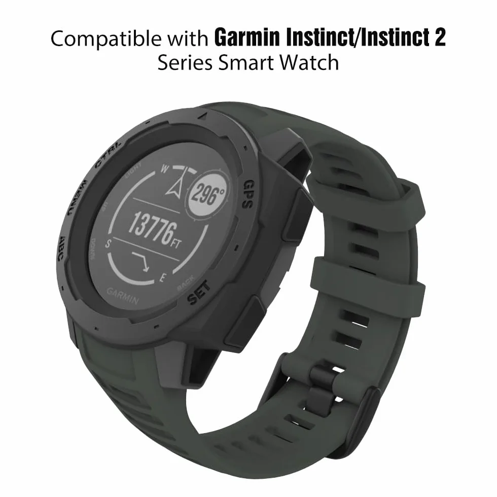 MoKo Strap Compatible with Garmin Instinct/Instinct Solar/Tactical/Instinct 2 GPS Smartwatch, 22mm Soft Silicone Sport Replacement Watch Band Wristband