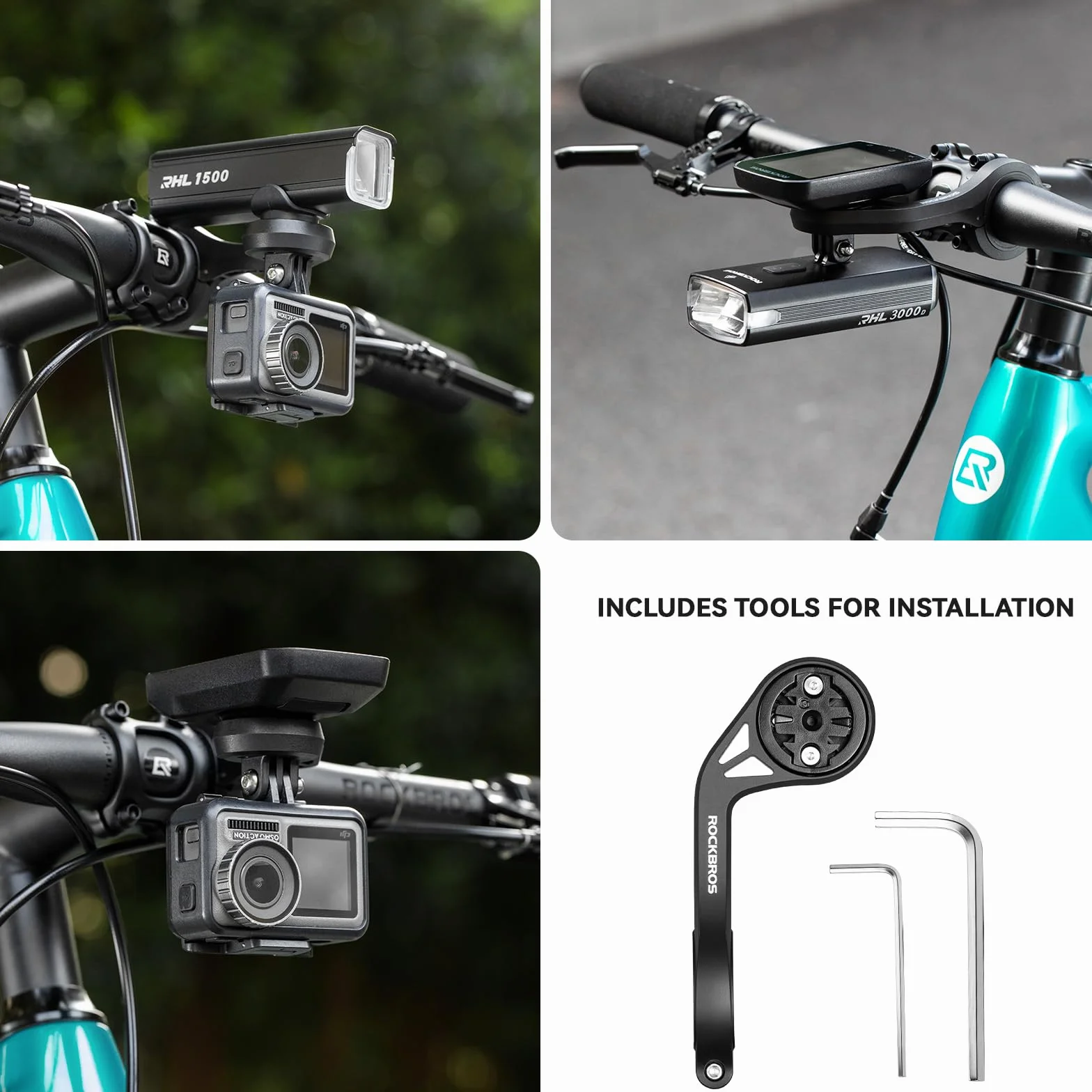 ROCKBROS Fahrradcomputer Halterung 31.8mm kompatibel Garmin Wahoo Bryton GPS MTB Rennrad