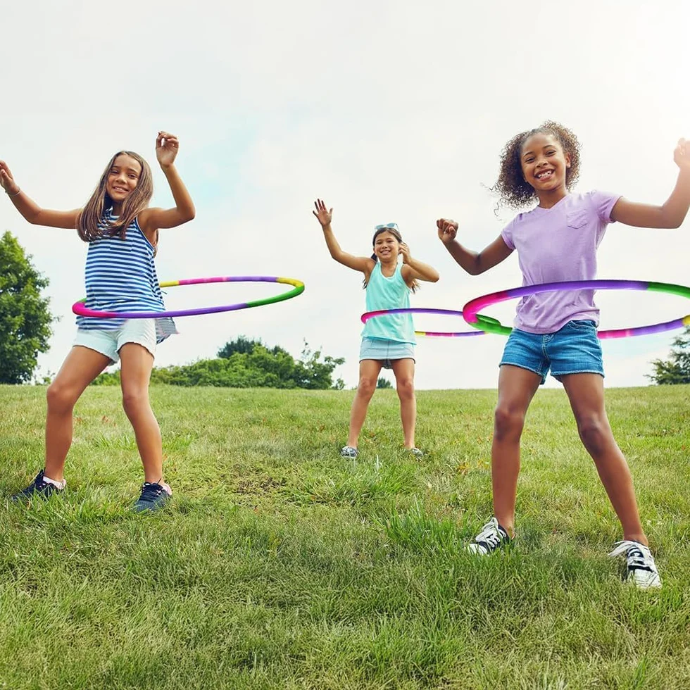 Hula Hoop obręcz dla dzieci, 7 części, plastikowa, zdejmowana, 60 cm, Hullahub obręcz dla dzieci, regulowana Hula Hup obręcz do fitnessu, gimnastyki, gier tanecznych, dla dzieci i dorosłych