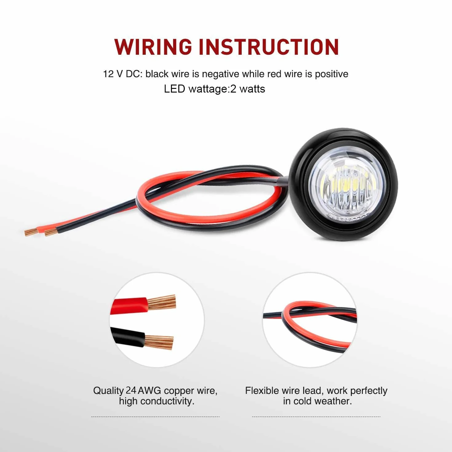 GUUZI 10 Pakiet Wodoodporne Oświetlenie LED, Oświetlenie Podwodne LED, Oświetlenie Wewnętrzne LED Użytkowe Oświetlenie Nawigacyjne 12V (Białe)