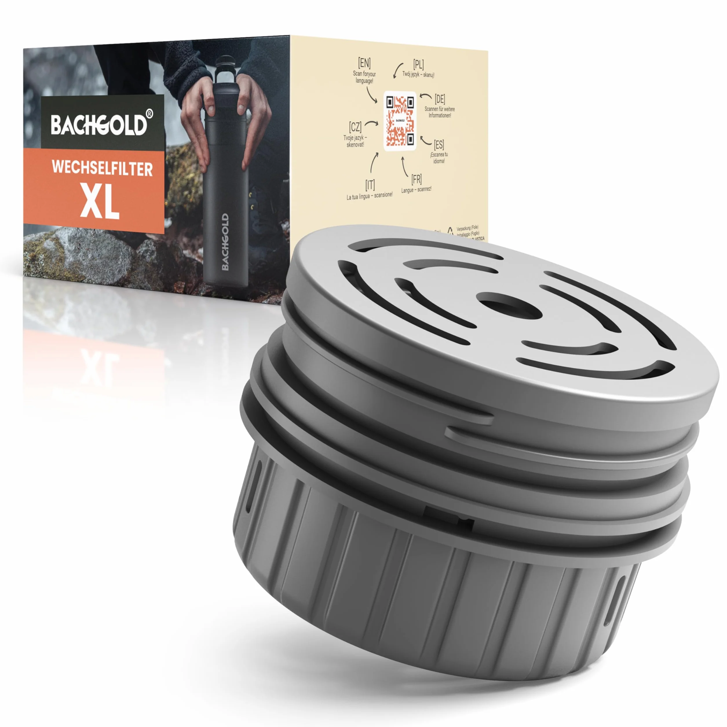 Bachgold Zewnętrzny filtr do wody 1500 l Usuwa 99,99% bakterii mikroplastik chlor Odporny na blaknięcie do butelek 800ml