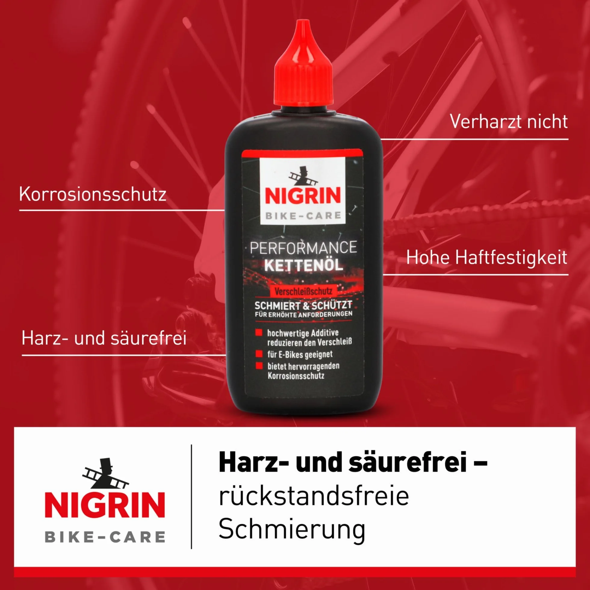 NIGRIN Olej do łańcuchów rowerowych E-Bike 100 ml szary, 100 ml