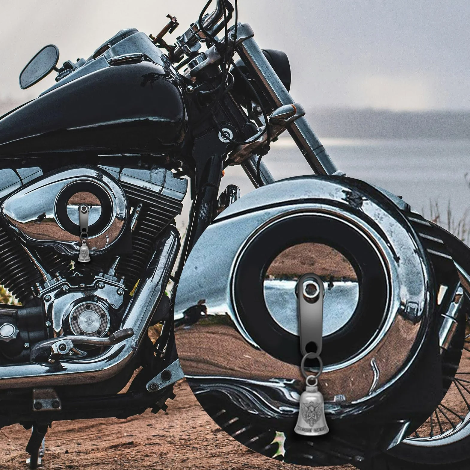 Dzwonek jeździecki Motocykl Gremlin z 2 Breloczkami Akcesoriów Wieszak