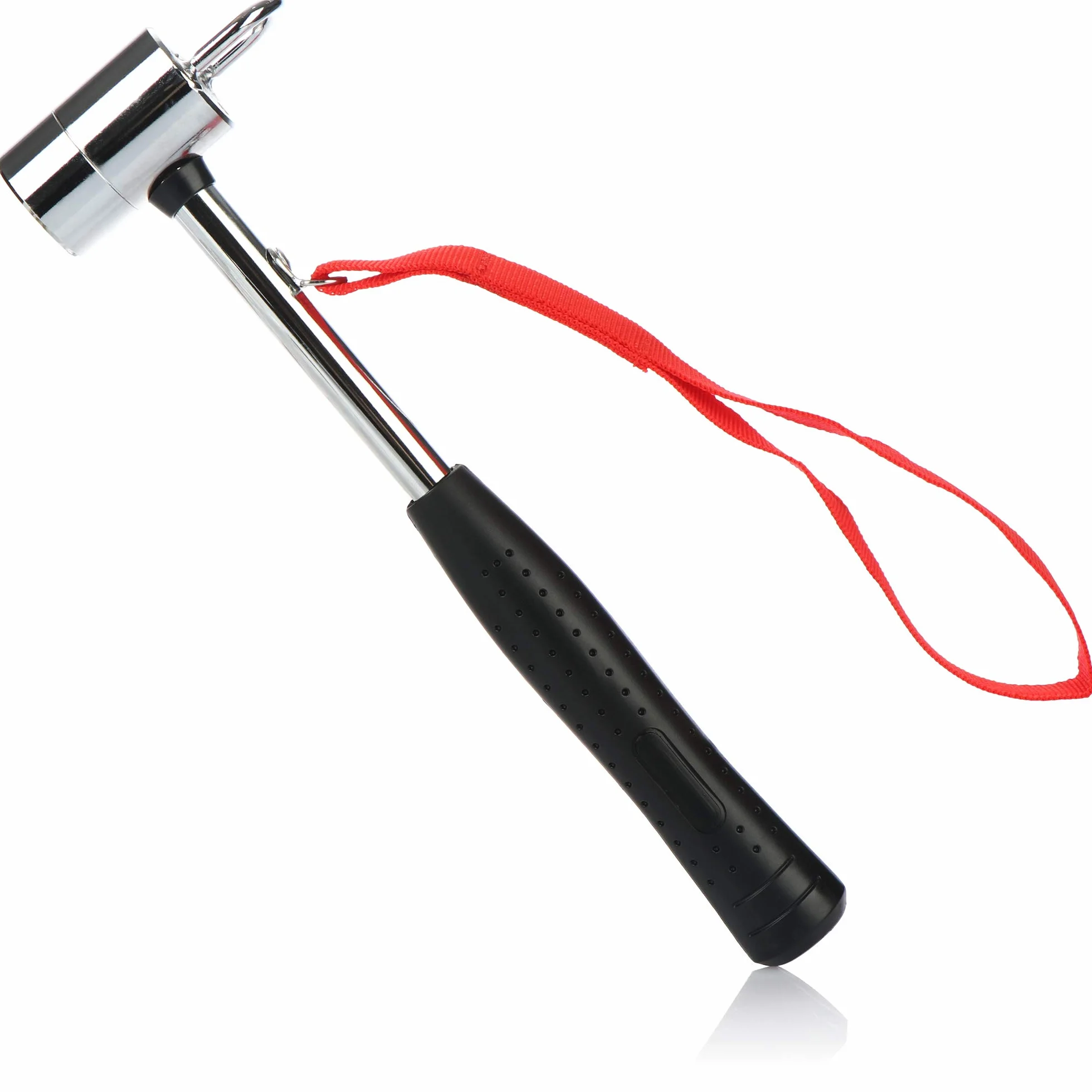 COM-FOUR® Mlotek kempingowy - Mlotek namiotowy z paskiem na reke - Mlotek do sledzi wykonany ze stali weglowej, chromowany - Akcesoria kempingowe (Mlotek do namiotu ze stali weglowej - 1 sztuka)