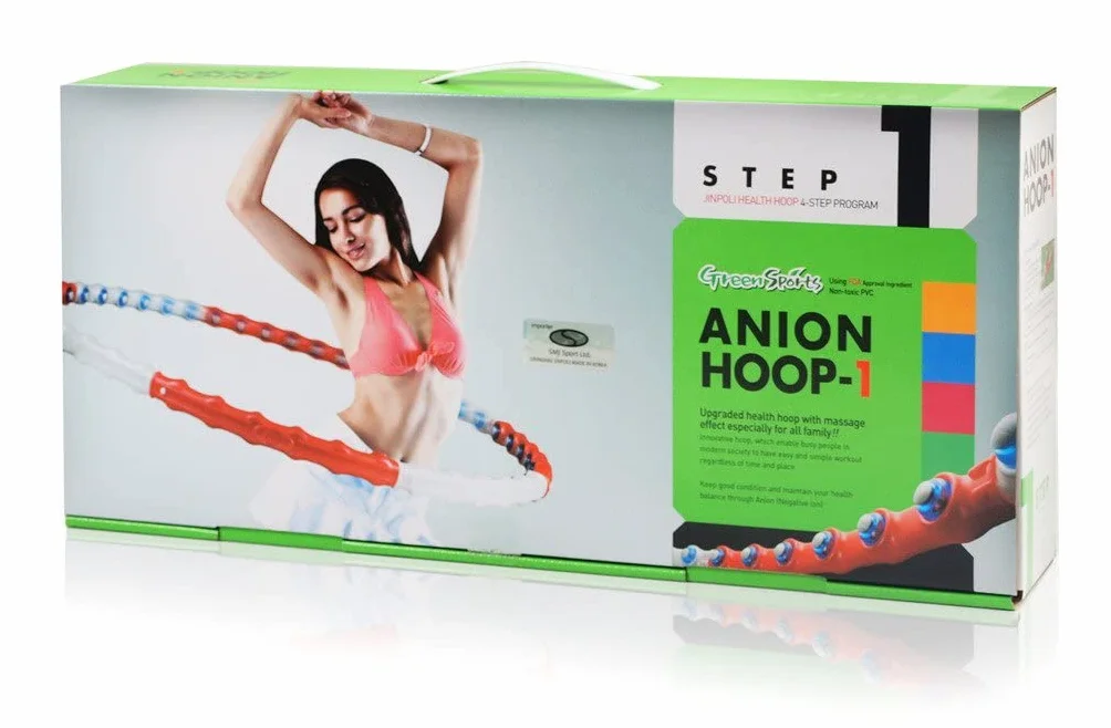 Anion Hula Hoop opony z wypustkami do masażu | magnesy z aktywnymi jonami srebra | Workout Bauchtrainer średnica 105 cm | Waga 0,85 kg | 8 segmentów | czerwony/biały