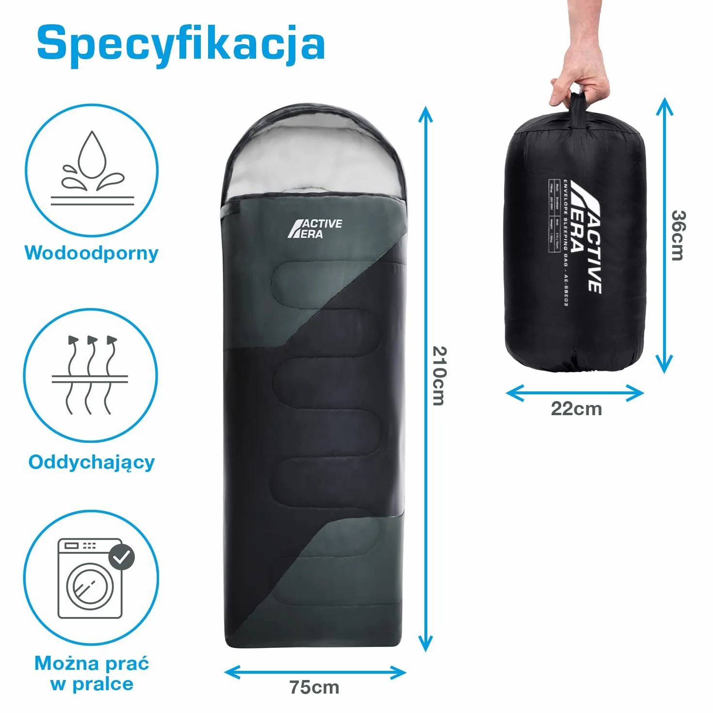 Active Era Śpiwór Mumia -10°C do 10°C Wodoodporny Wiatroodporny Ultralekki