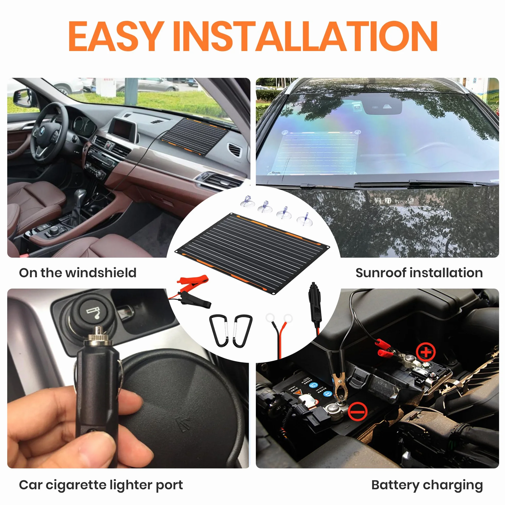 Solarna ładowarka samochodowa 12 V 20 W moduł solarny IP67 wodoodporny panel słoneczny przenośna ładowarka SAE kabel połączeniowy do samochodu, łodzi, motocykla, przyczepy, kampera itp