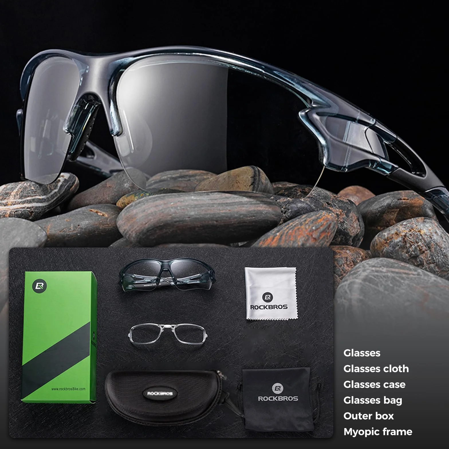 ROCKBROS Okulary Przeciwsłoneczne Sportowe Fotochromowe Kolarstwo PC Anti-UV400