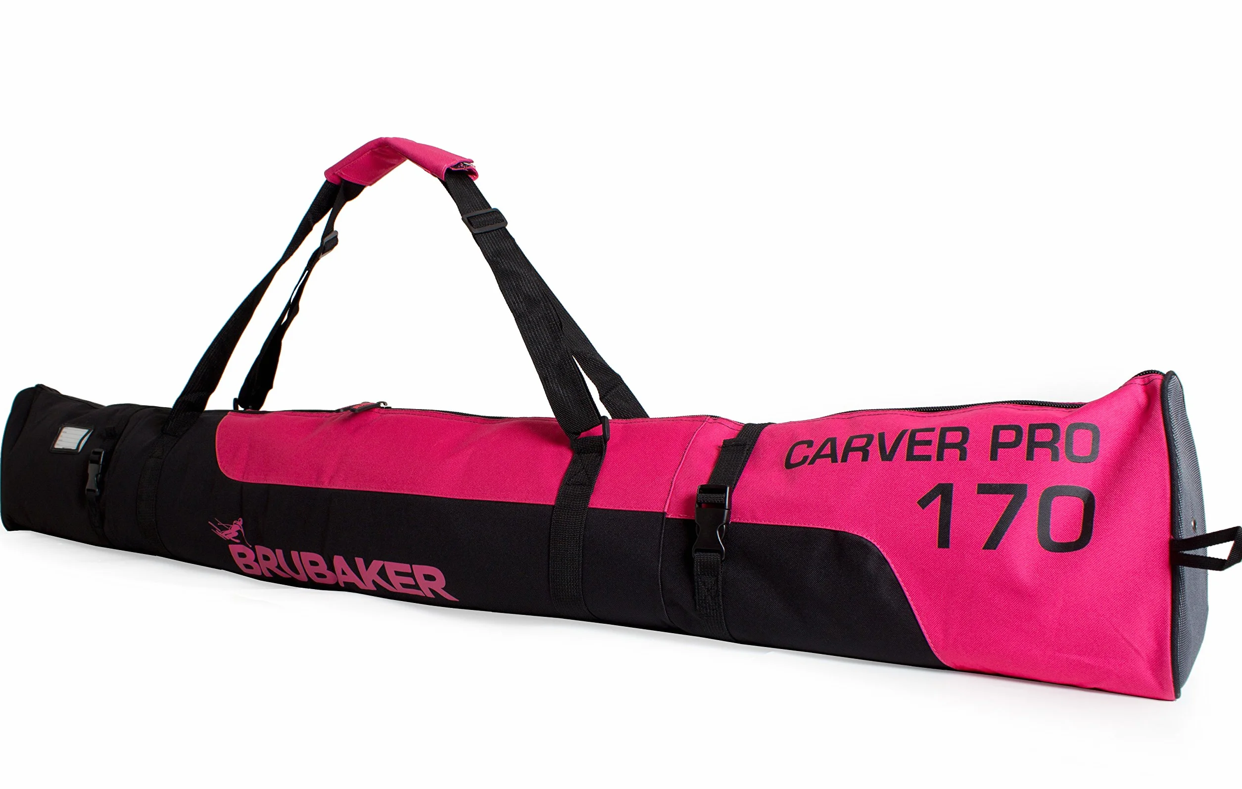 BRUBAKER Torba na buty narciarskie Superfunction 2.0 i kask oraz torba na narty Carver Pro 2.0 na 1 parę nart do 170 cm, neonowa fuksja/czarna