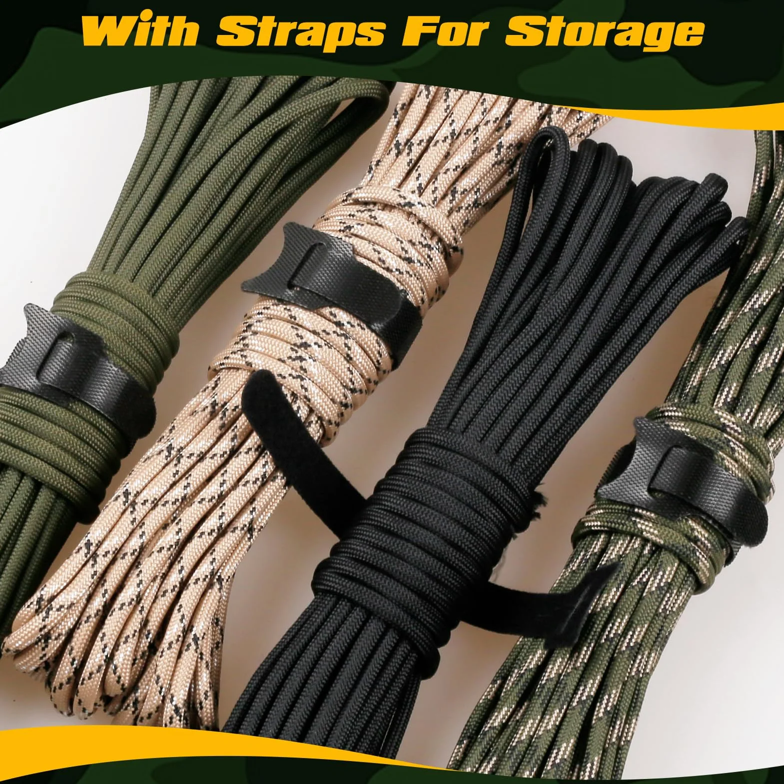 VABNEER Paracord 4 mm, 9 rdzeni, 48 m, zestaw Paracord, 4 rolki typu III, nylonowe sznurki do 295 kg, do bransoletek, breloczków, obroży dla psów, survival, długość całkowita 35 m