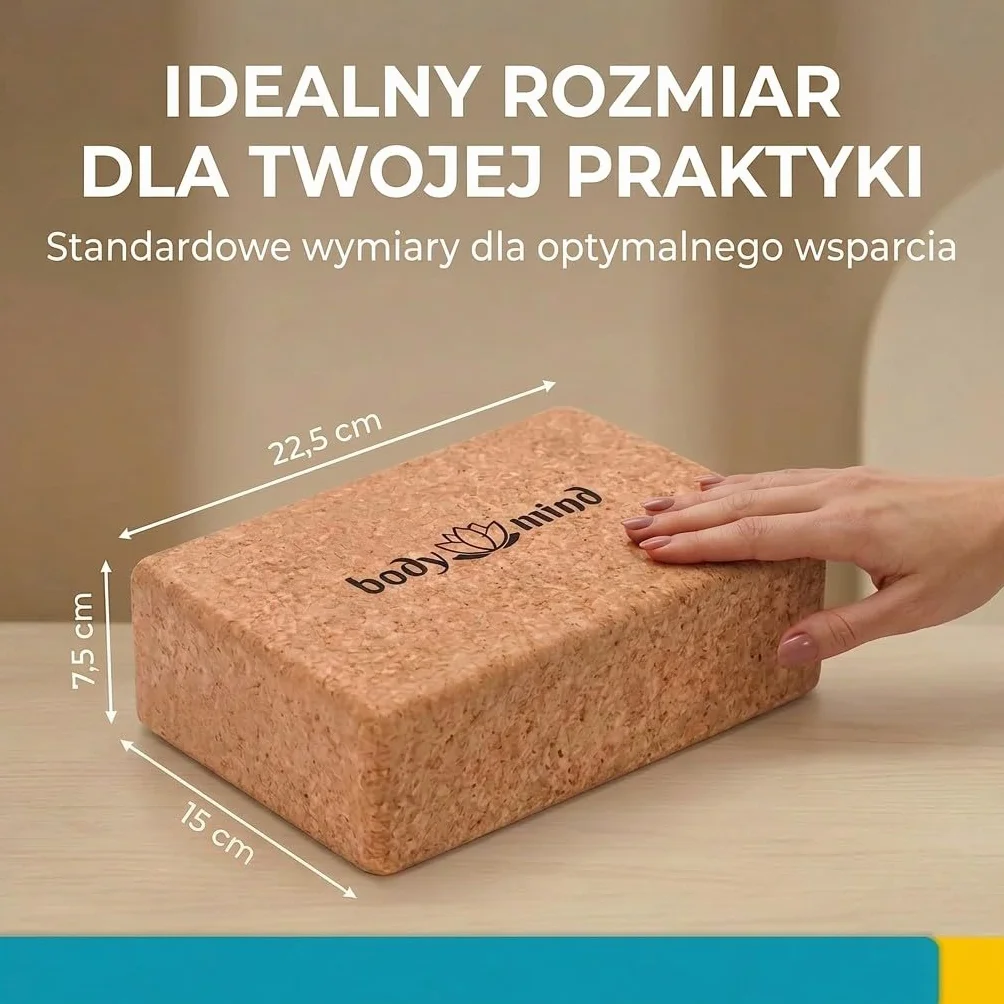 Klocek do jogi wykonany z korka 100% naturalny do jogi, pilatesu, medytacji & fitness - klocek do jogi dla początkujących i profesjonalistów