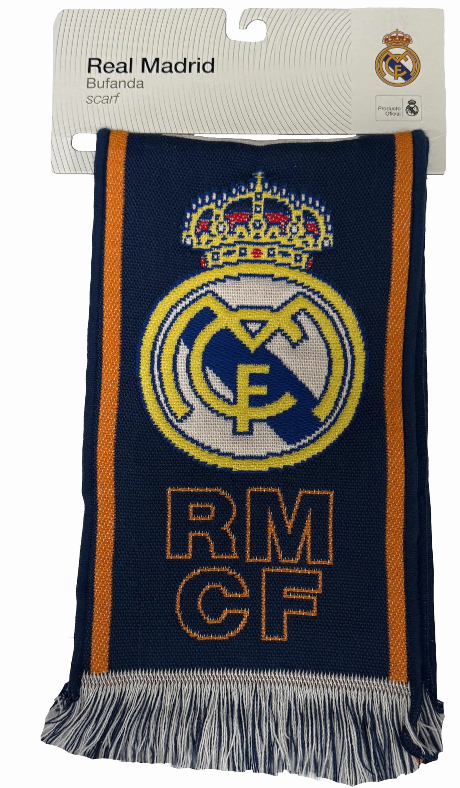 REAL MADRID Prawdziwy szalik - oficjalna kolekcja Liga Football - rozmiar 140 cm, niebieski, 140 cm, NIEBIESKI, 140
