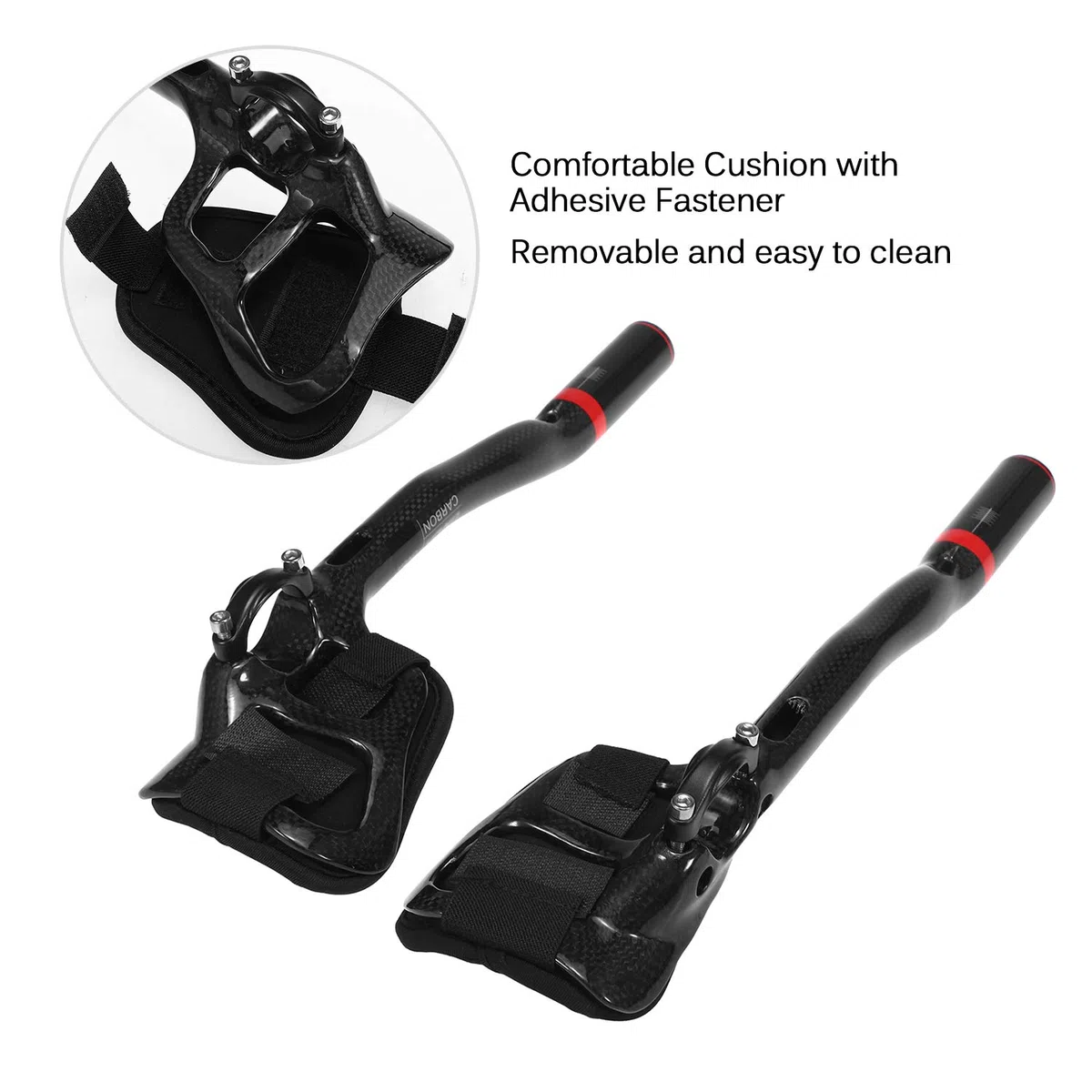 Kierownica rowerowa TT Aerobar z włókna węglowego 31,8 mm do jazdy na czas i triathlonu z wyjmowanymi podłokietnikami z gąbki - czerwony