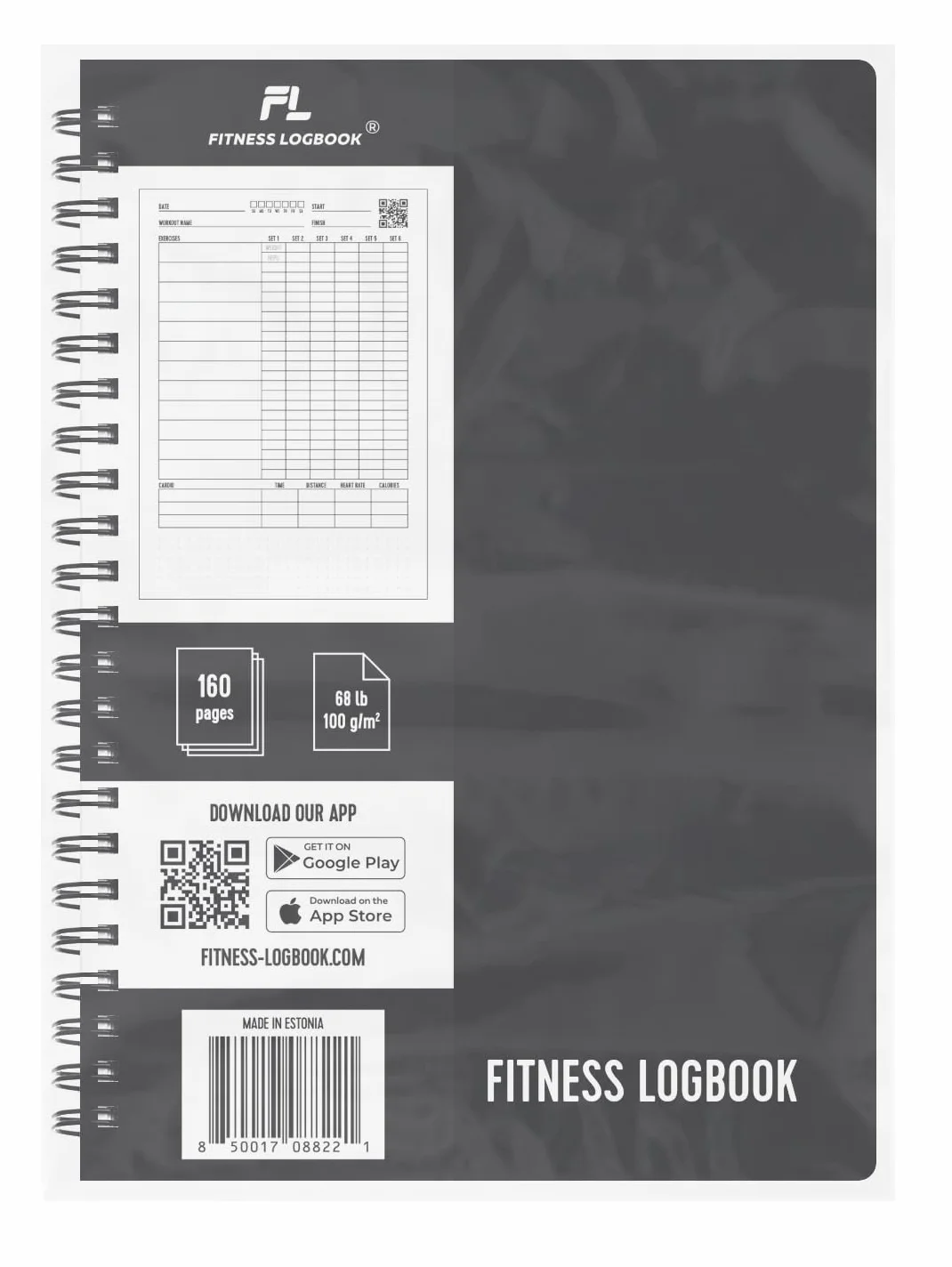 Dziennik fitness, śledzenie 150 treningów, gruby papier, trwała okładka, A5, dziennik treningowy, planer, śledzenie utraty wagi, przyrost masy mięśniowej, ćwiczenia na siłowni, postępy w kulturystyce