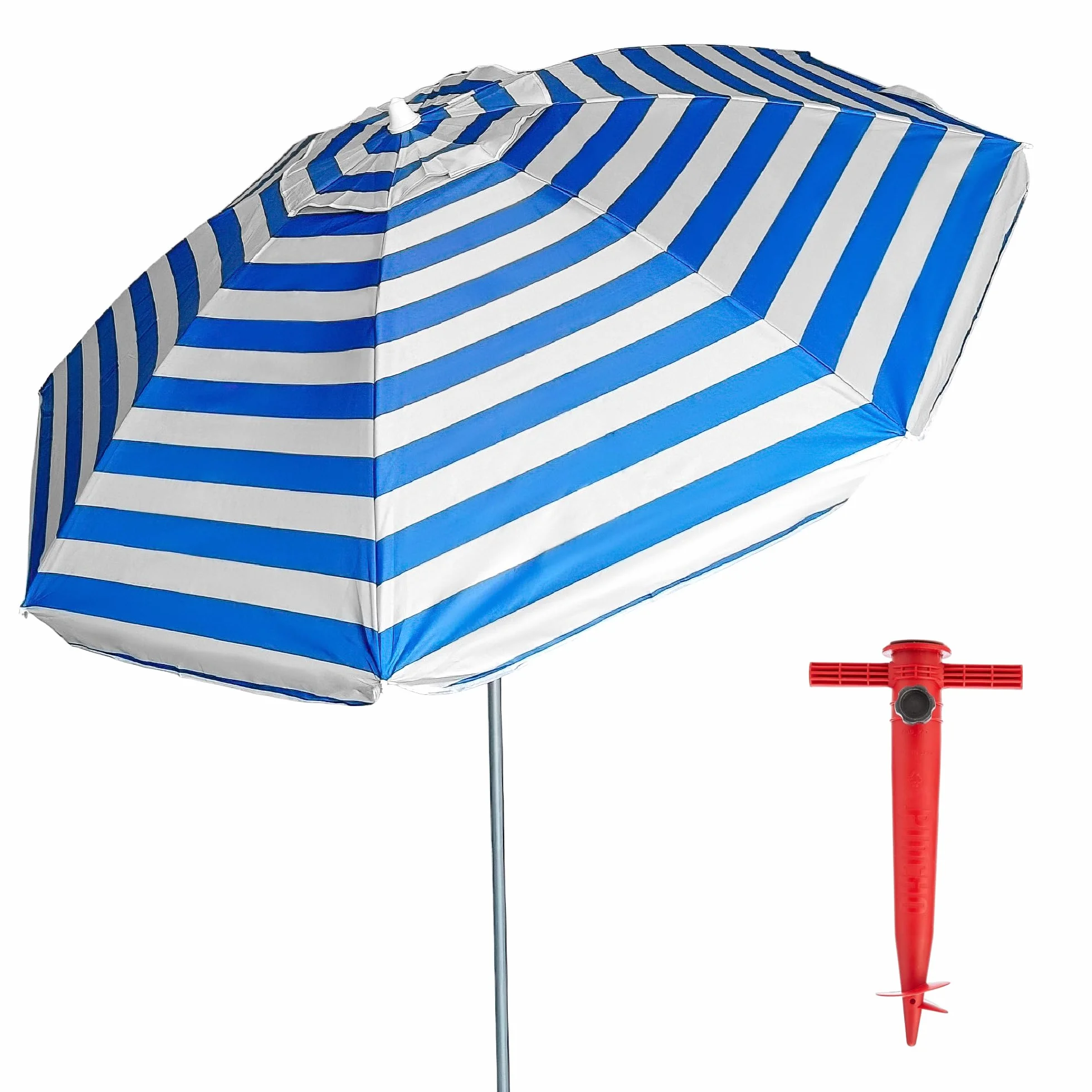 Szaszłyk Parasol Plaża 200 cm, Aluminium, UPF+50 blokuje 99% promieni UV, 8 prętów z włókna szklanego, bardzo lekki 1,5 kg, górne okno