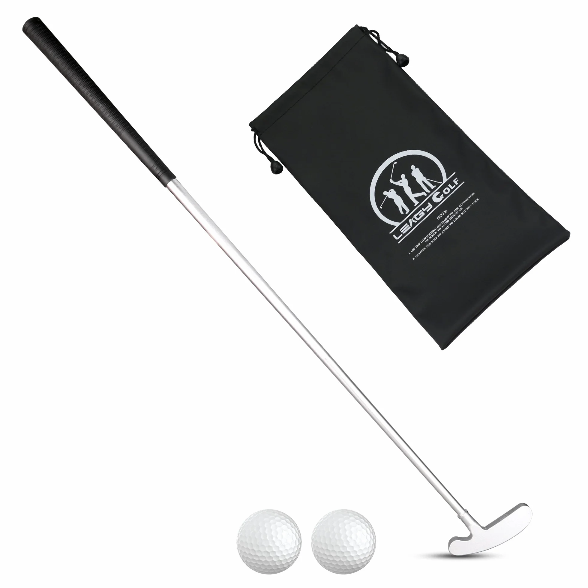 Miotacz golfowy, dwukierunkowe miotacze golfowe dla mężczyzn prawo- / leworęczny zestaw do miniklubu do użytku wewnątrz i na zewnątrz – solidny wałek miotający z 2 praktycznymi piłkami golfowymi i 1