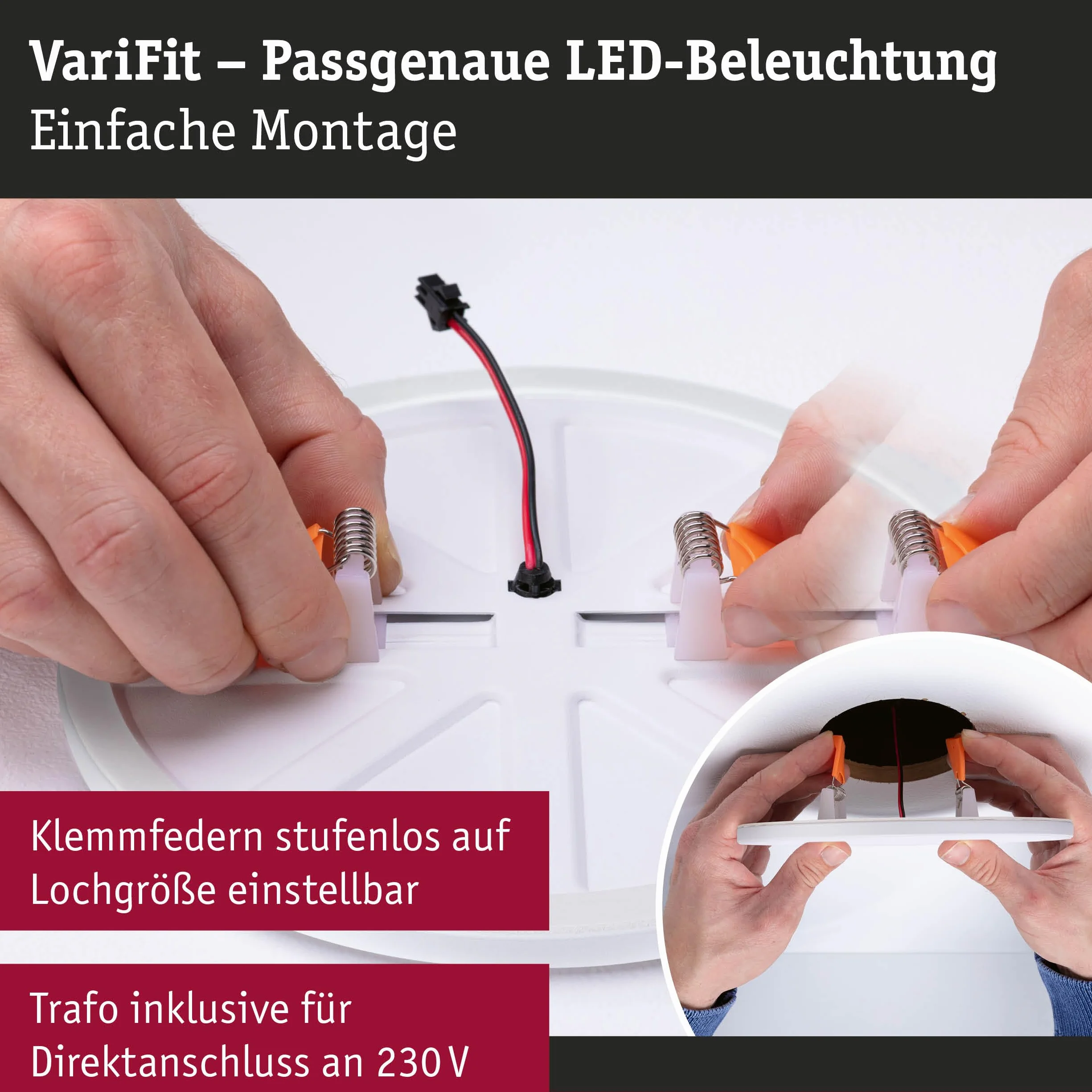 Paulmann Veluna VariFit Panel LED IP44 185mm Okrągła Oprawa Wpuszczana 17,5W 4000K Satynowa