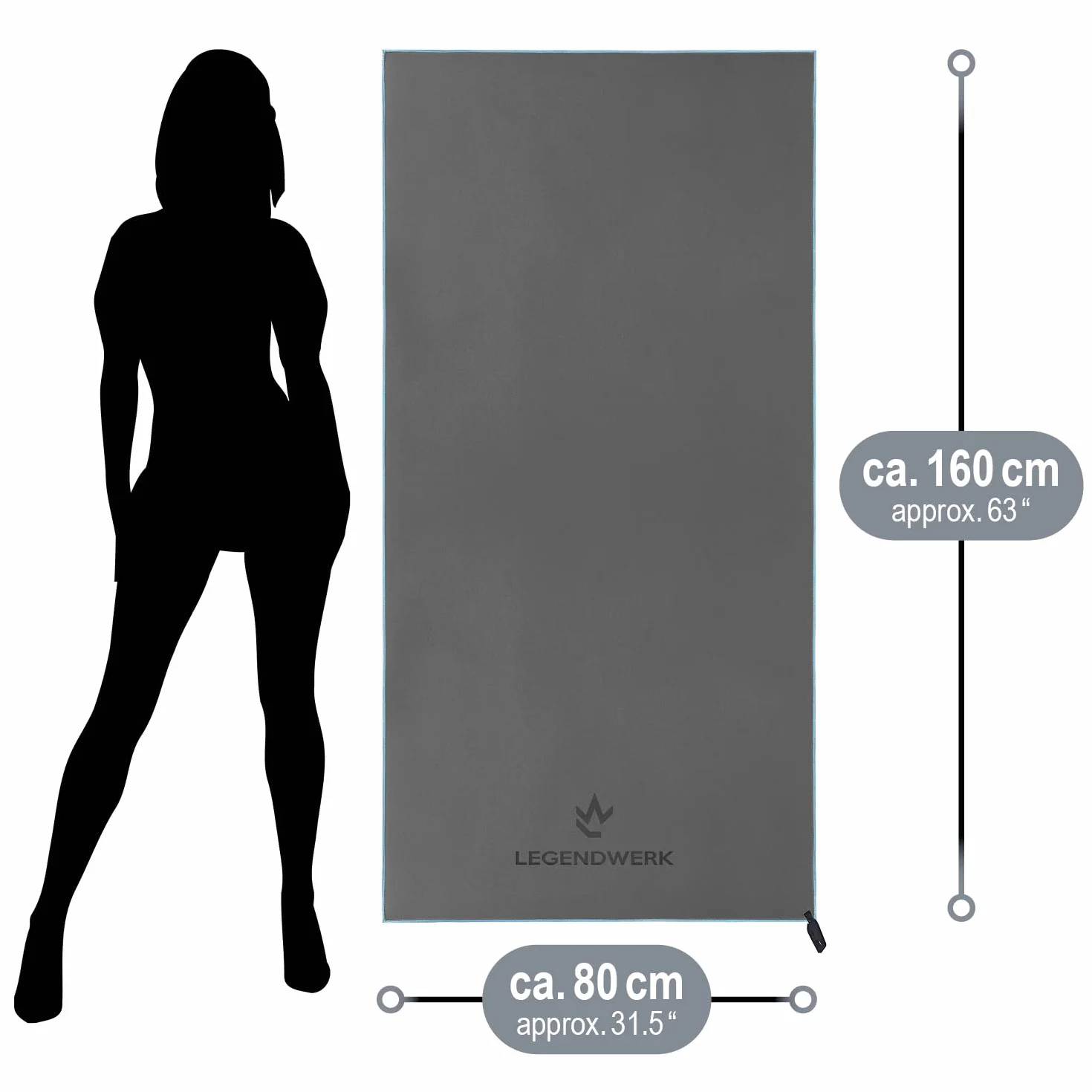 recznik z mikrofibry 160x80 cm – lekki i szybkoschnacy – idealny na silownie, saune, plaze i podróze – z petla i woreczkiem – kompaktowy i chlonny