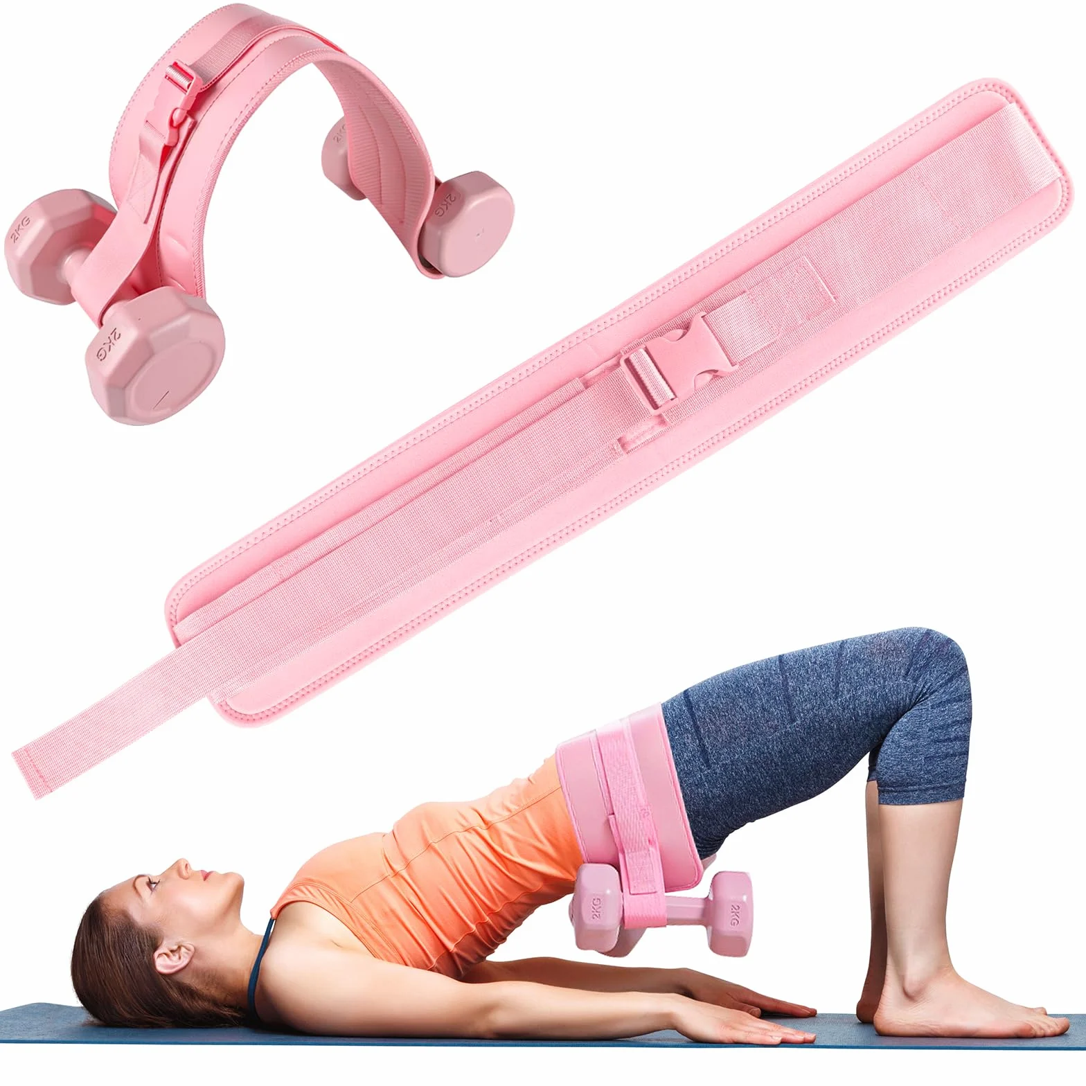 Pas do hip thrust, pas biodrowy do hantli, pas obciążeniowy do dodatkowego ciężaru, regulowany pas do ćwiczeń bioder, mostek pośladkowy, plank, pas obciążeniowy do krótkich hantli i kettlebells