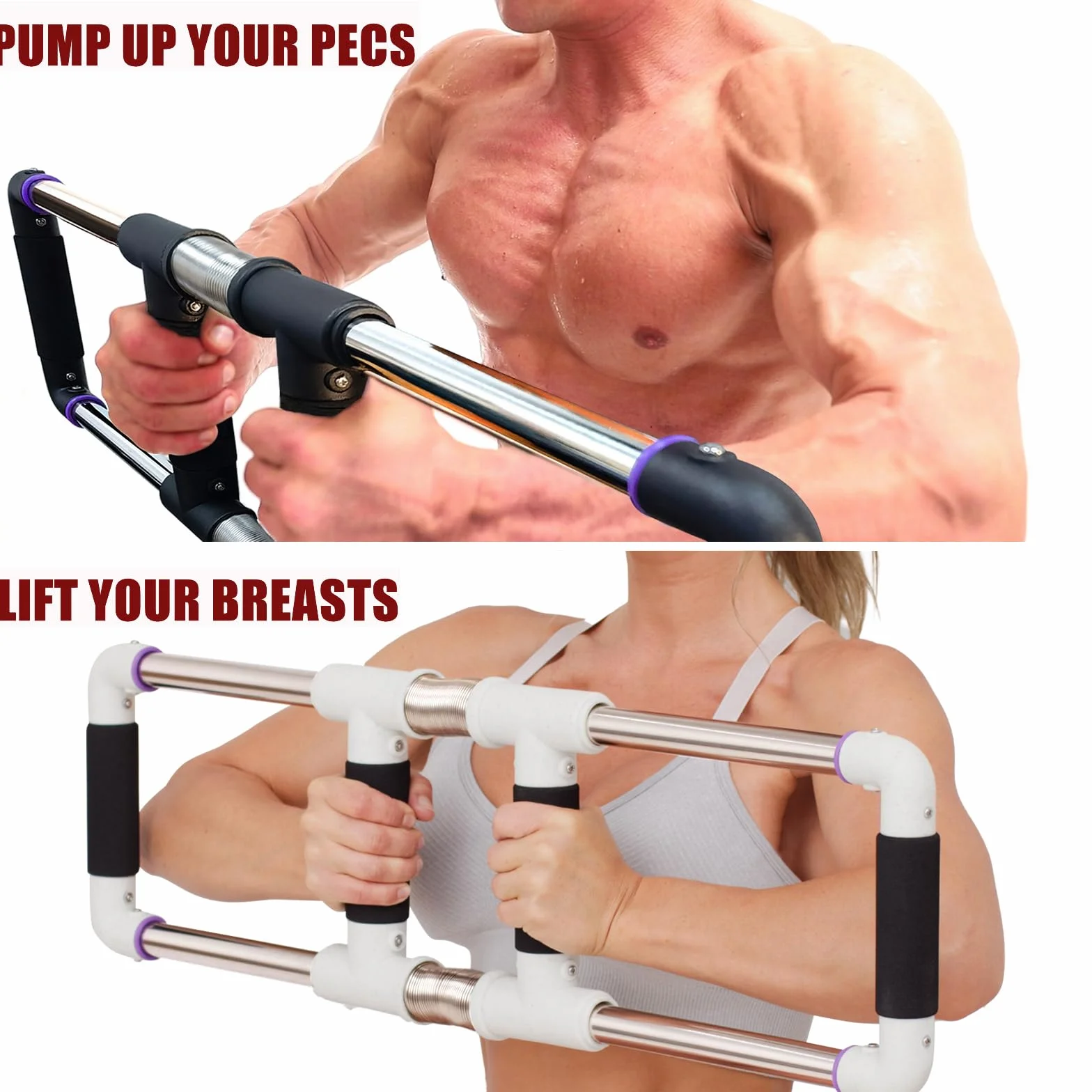 GoFitness Push Down Bar Machine - Ekspander klatki piersiowej, przenośny zestaw do ćwiczeń oporowych
