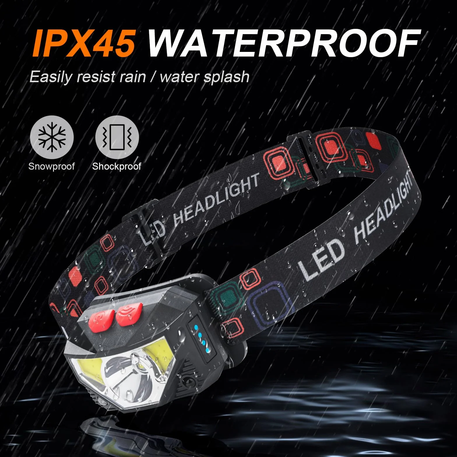 GRIFEMA GD301 latarka czołowa LED IPX45 wodoodporna z czujnikiem ruchu 6 trybów światła