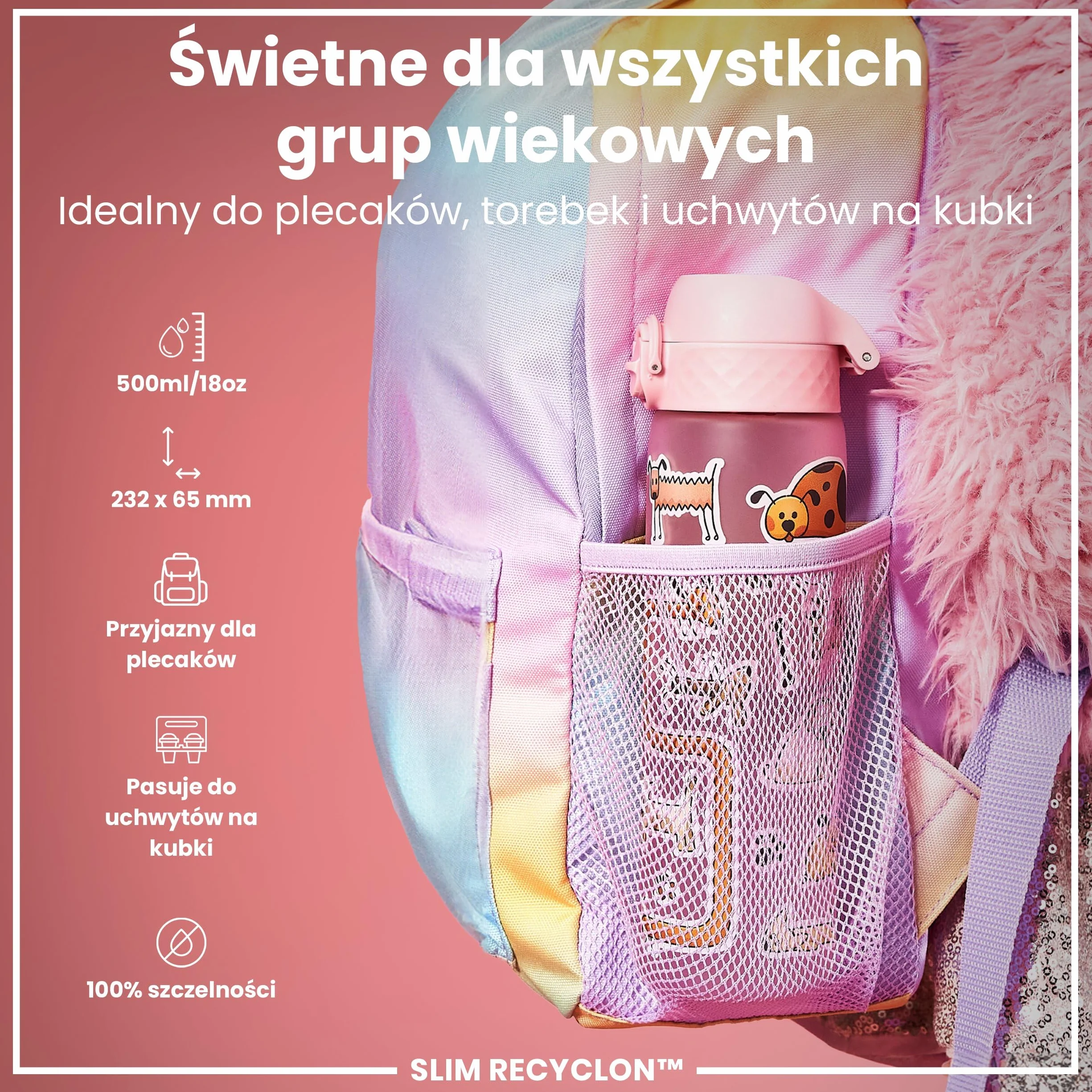 ION8 Butelka na Wodę 500 ml Szczelna Bez BPA Łatwe Otwieranie