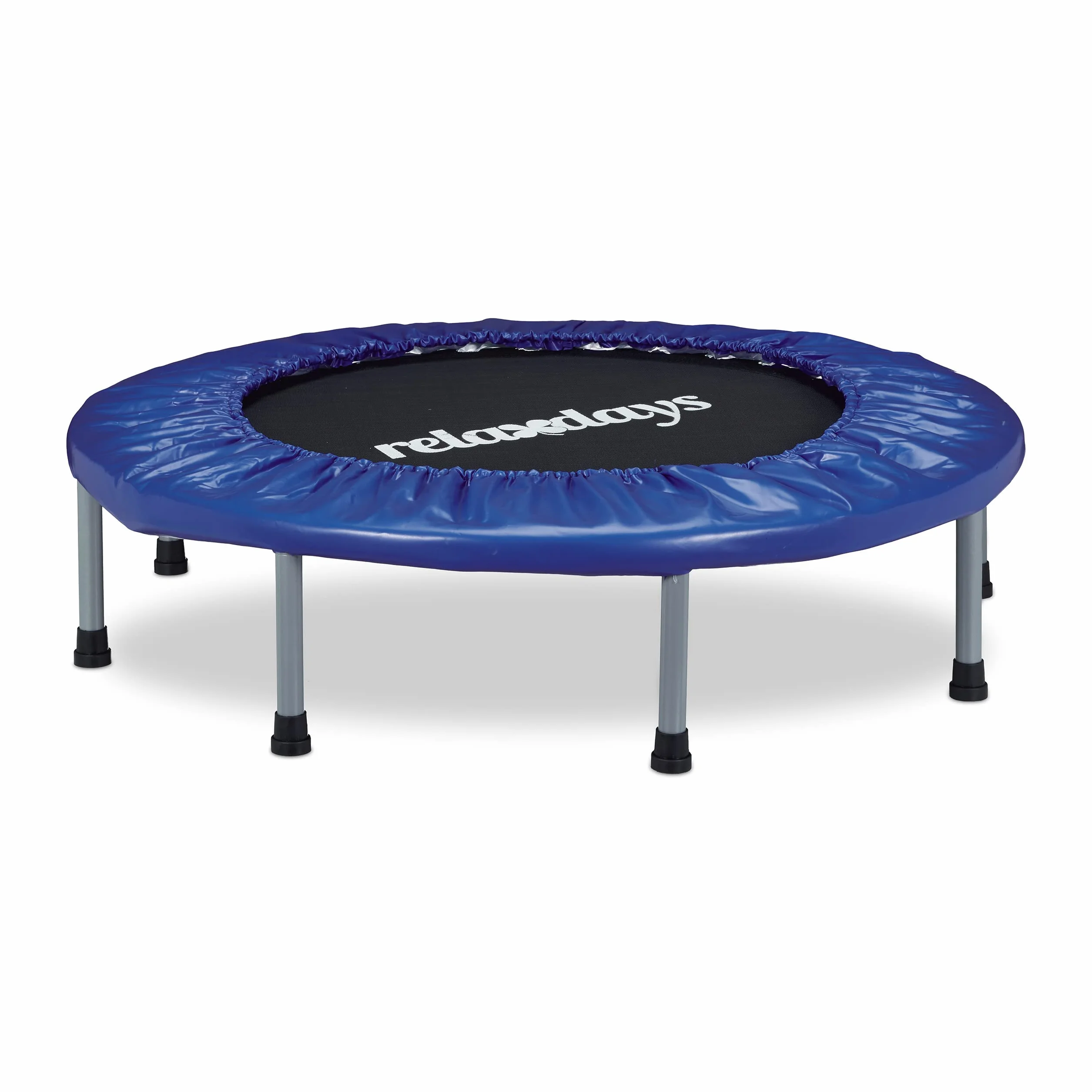 Relaxdays Składana trampolina fitness 22 x 95 x 95 cm 100 kg niebiesko-czarna