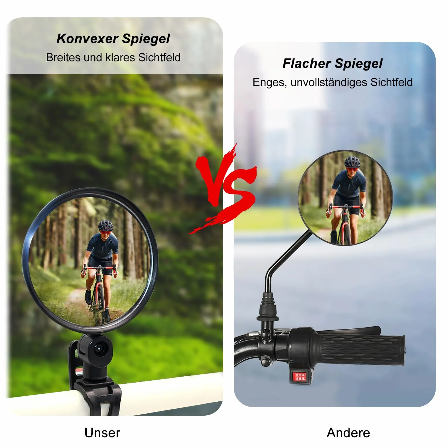 Lusterko rowerowe, obracane o 360°, składane lusterko na kierownicę, 15-35 mm, do roweru elektrycznego z lewej strony, do roweru wyścigowego, skutera górskiego, 2 szt.