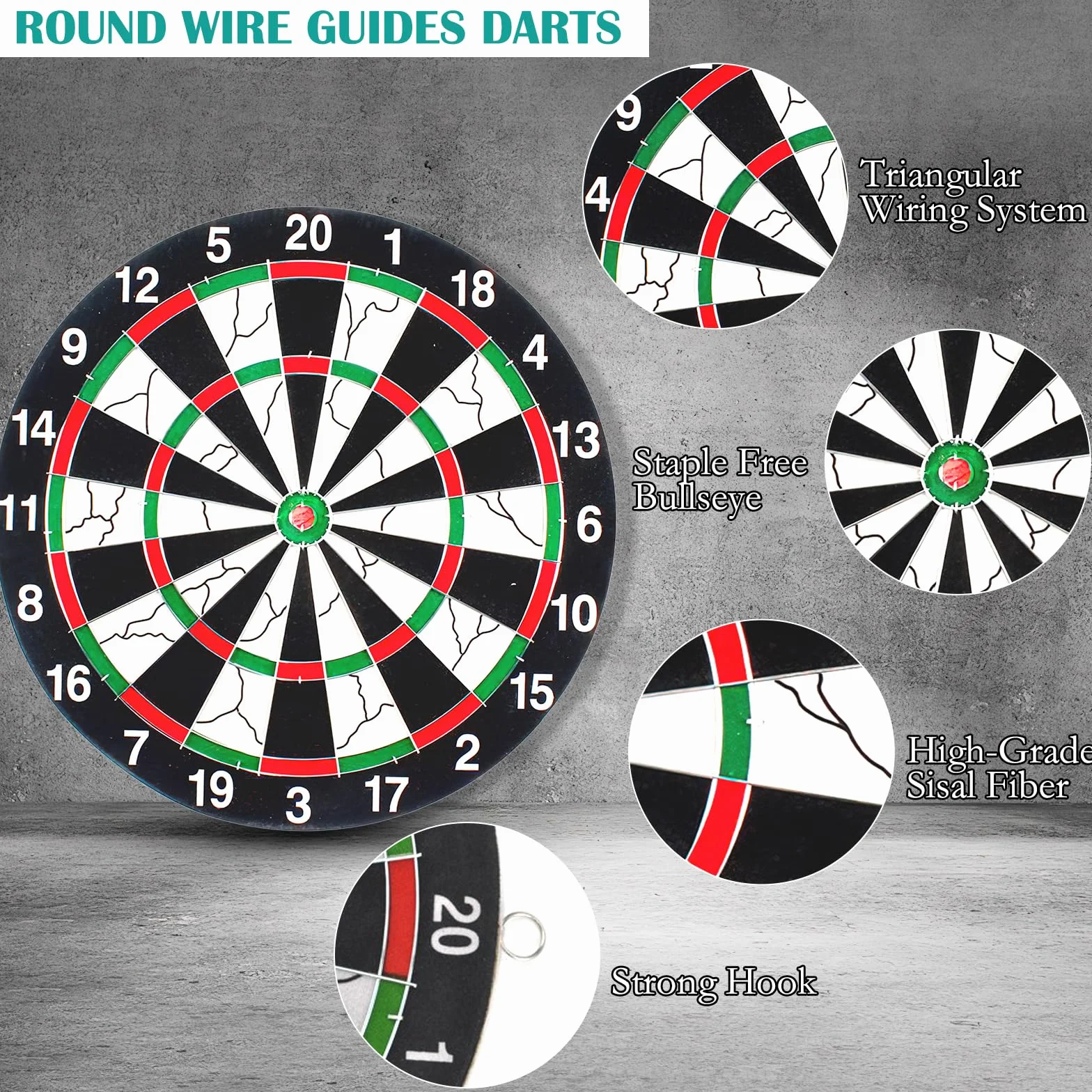 Profesjonalny zestaw tarczy do darta 30 x 30 cm z 10 rzutek – stal dart sizalowa z korkiem – klasyczna gra w darta
