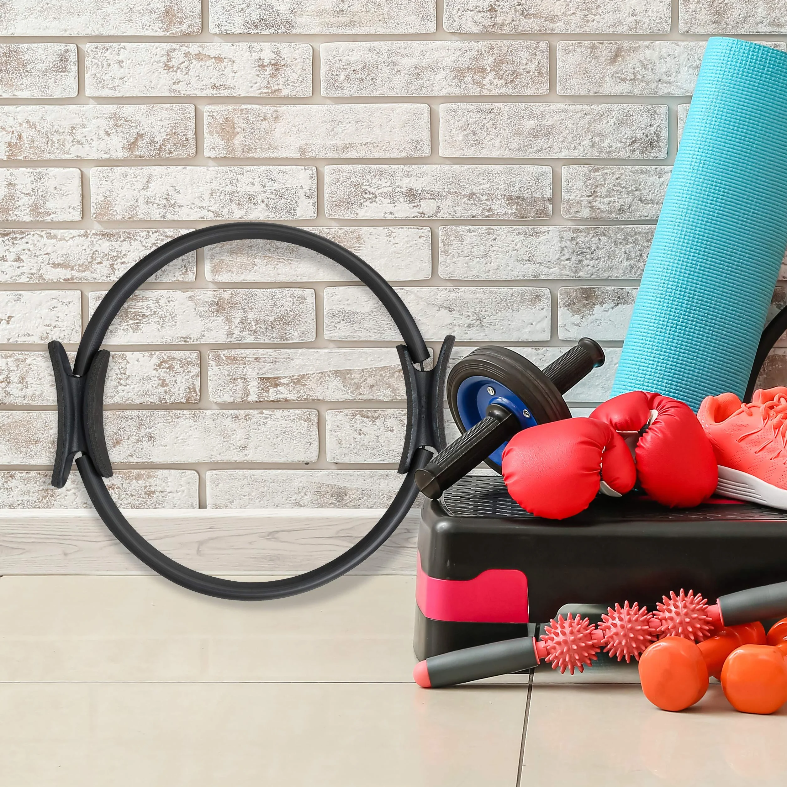 Kółko do Pilates Giętka Obręcz Włókno Szklane Pianka 37 cm Czarna