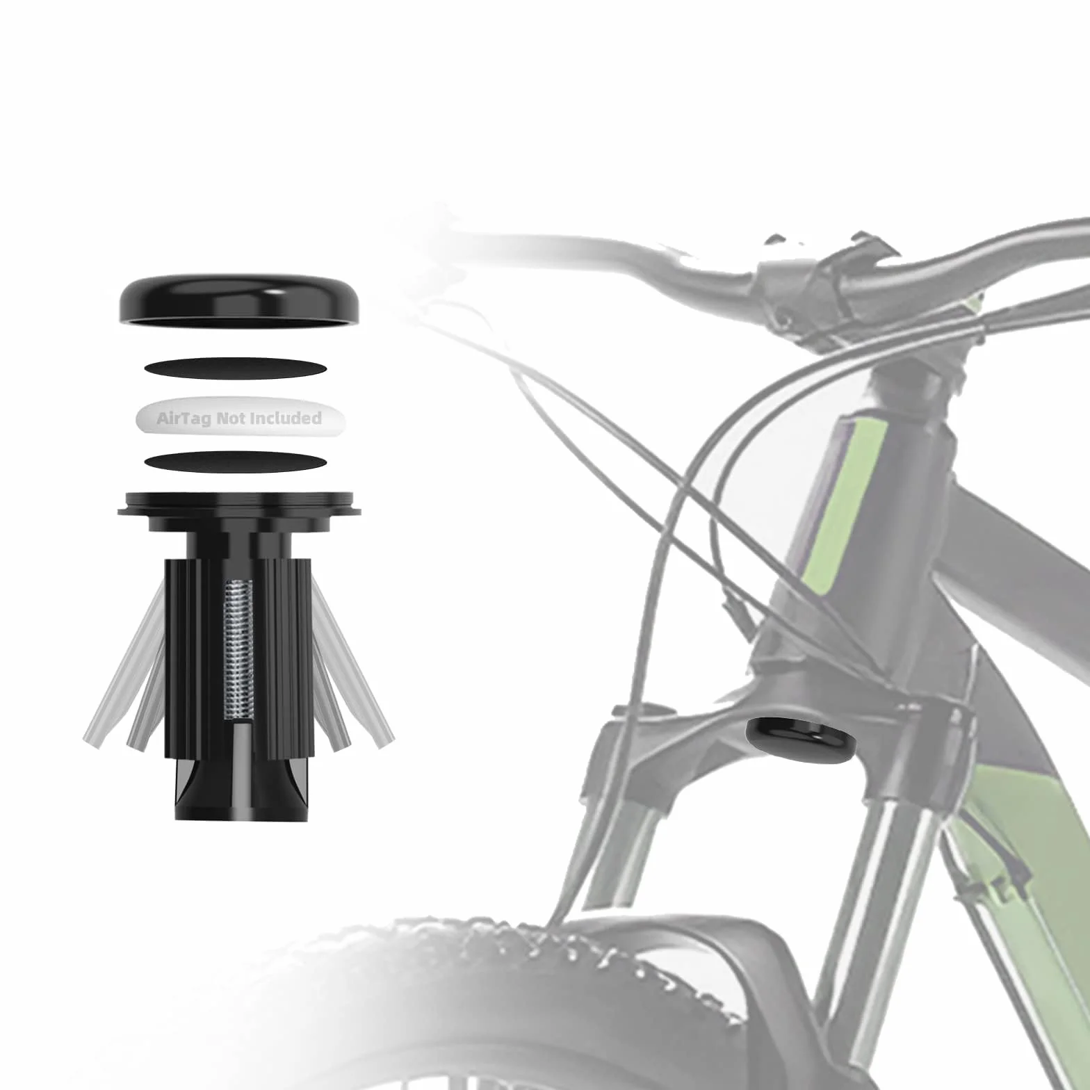 Uchwyt rowerowy antykradzieżowy na Airtag, nadaje się do rowerów z otworami w przednim widelcu