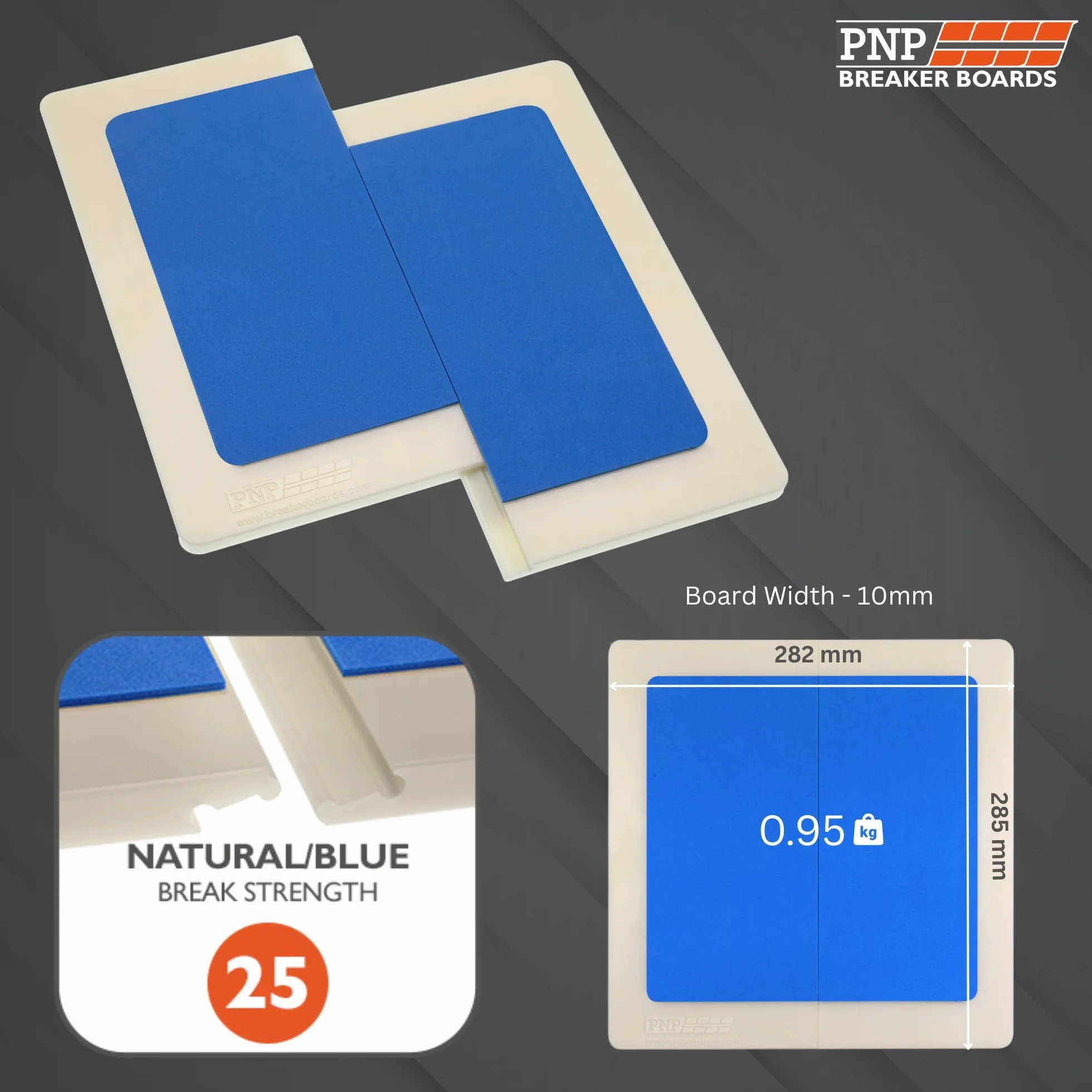 PNP Break/Breaker/Smash Rebreakable Board do Taekwondo, sztuk walki, karate, łamania mocy, przerw krawatowych (naturalna deska z niebieską podkładką - 25)
