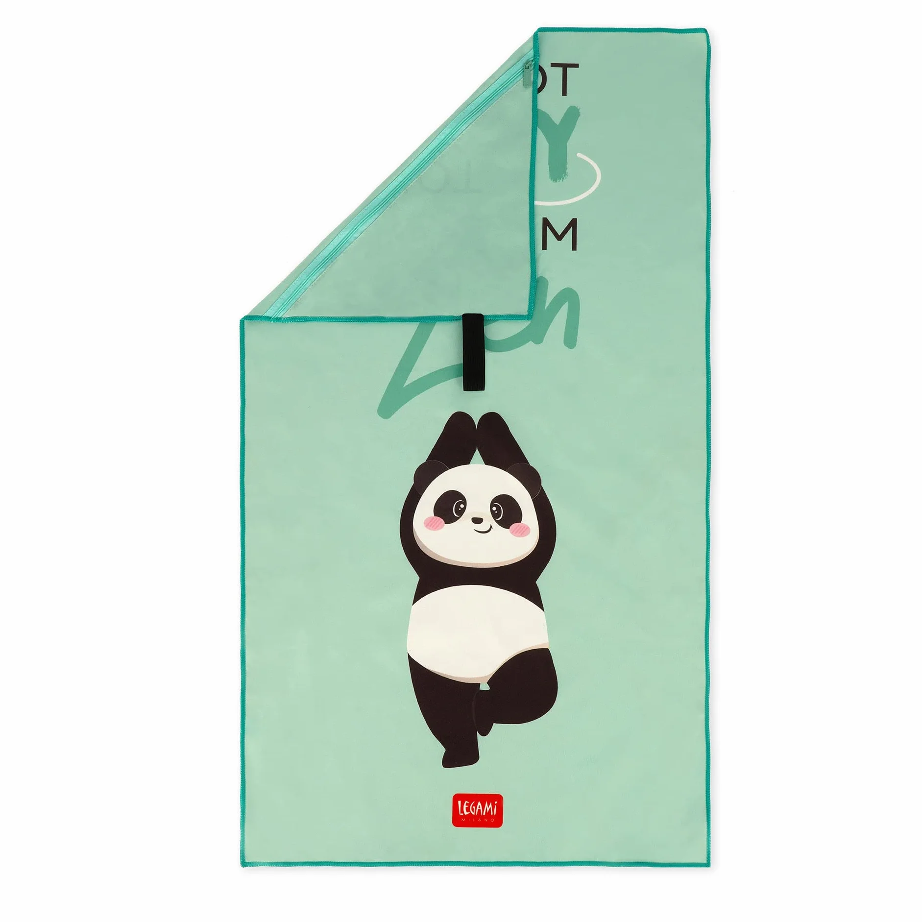 Legami - Ręcznik fitness na siłownię z kieszenią na zamek błyskawiczny, elastyczny, kompaktowy, szybkoschnący, bardzo lekki, sportowy, 45 x 80 cm, panda