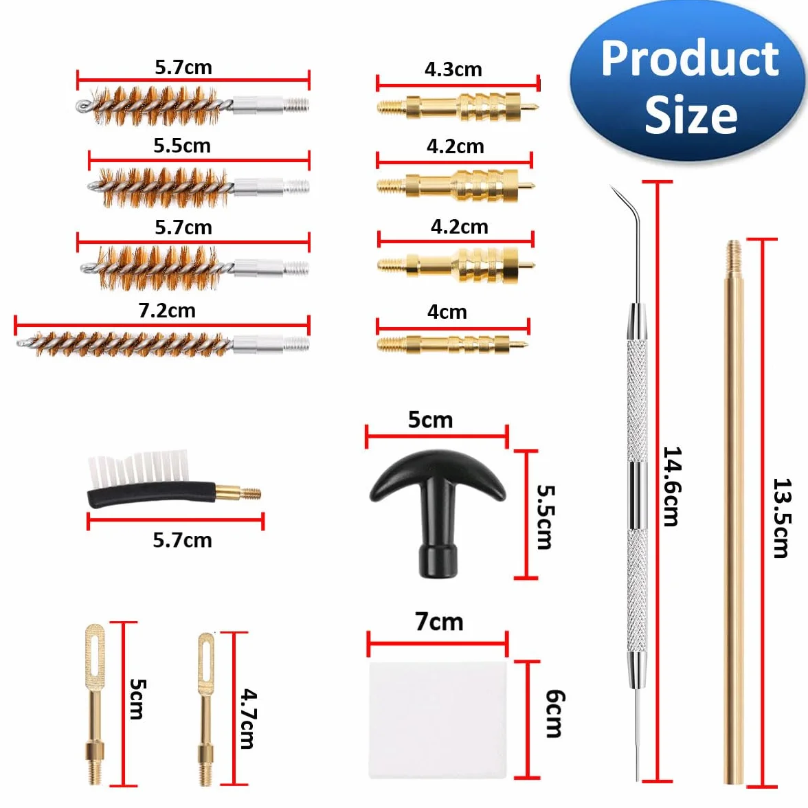 Zestaw do czyszczenia broni 16 sztuk mosiężne szczotki 22 357 38 9 mm 40 45