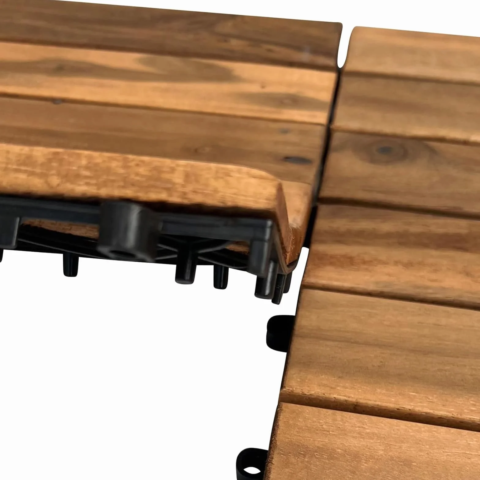 Balkon Bodenbelag 30×30cm Akazien goldenes Teakholz Holzfliesen Terassenboden außen 10 Fliesen 0,9m²