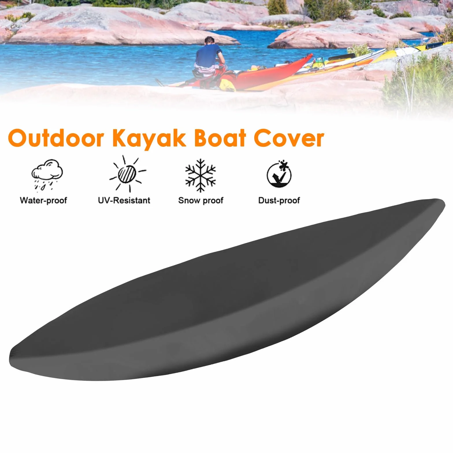 Pokrowiec na kajak Oxford 420D wodoszczelny UV 5,1-5,5 m czarny