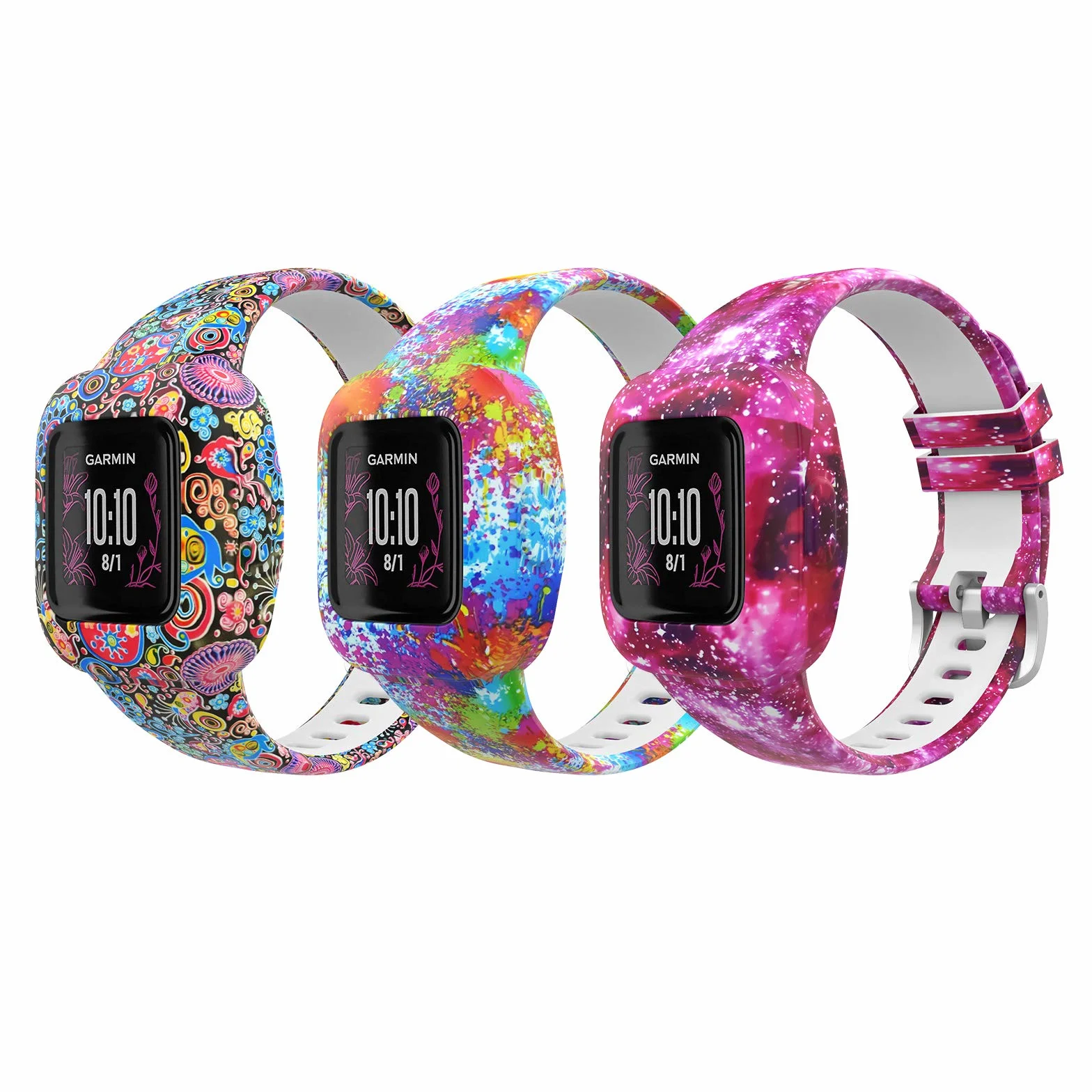 MoKo Pasek kompatybilny z Garmin Vivofit JR 3, miękki silikonowy, regulowany, 3 szt