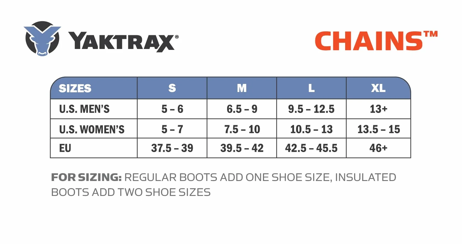 YAKTRAX Łańcuchy Heavy Duty Trakcja do wędrówek Cleats, Durable TIG Welded Links, czarne