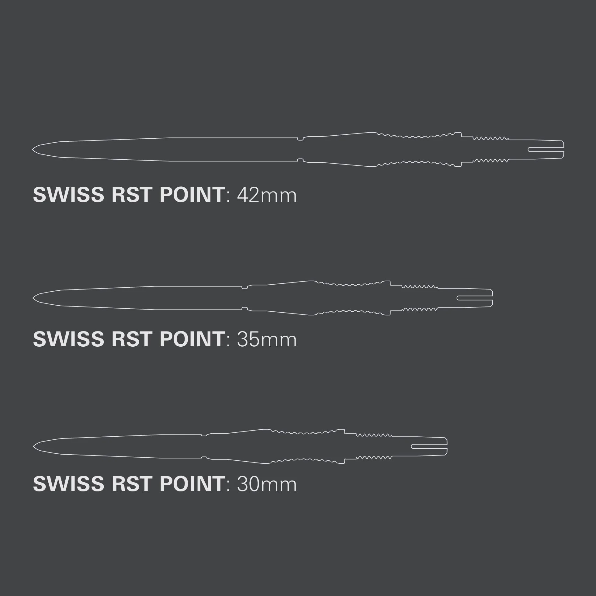 Target Darts Swiss Point Storm RST 30mm 35mm 42mm Złoto Srebro Czarny 3 Pack