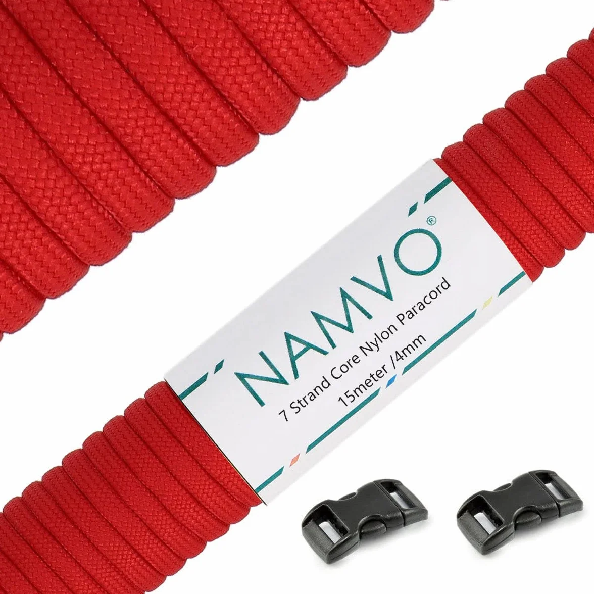 Namvo Paracord 550 7 Strand Linka spadochronowa Mil Spec Type III 15m Survival Camping Czerwony