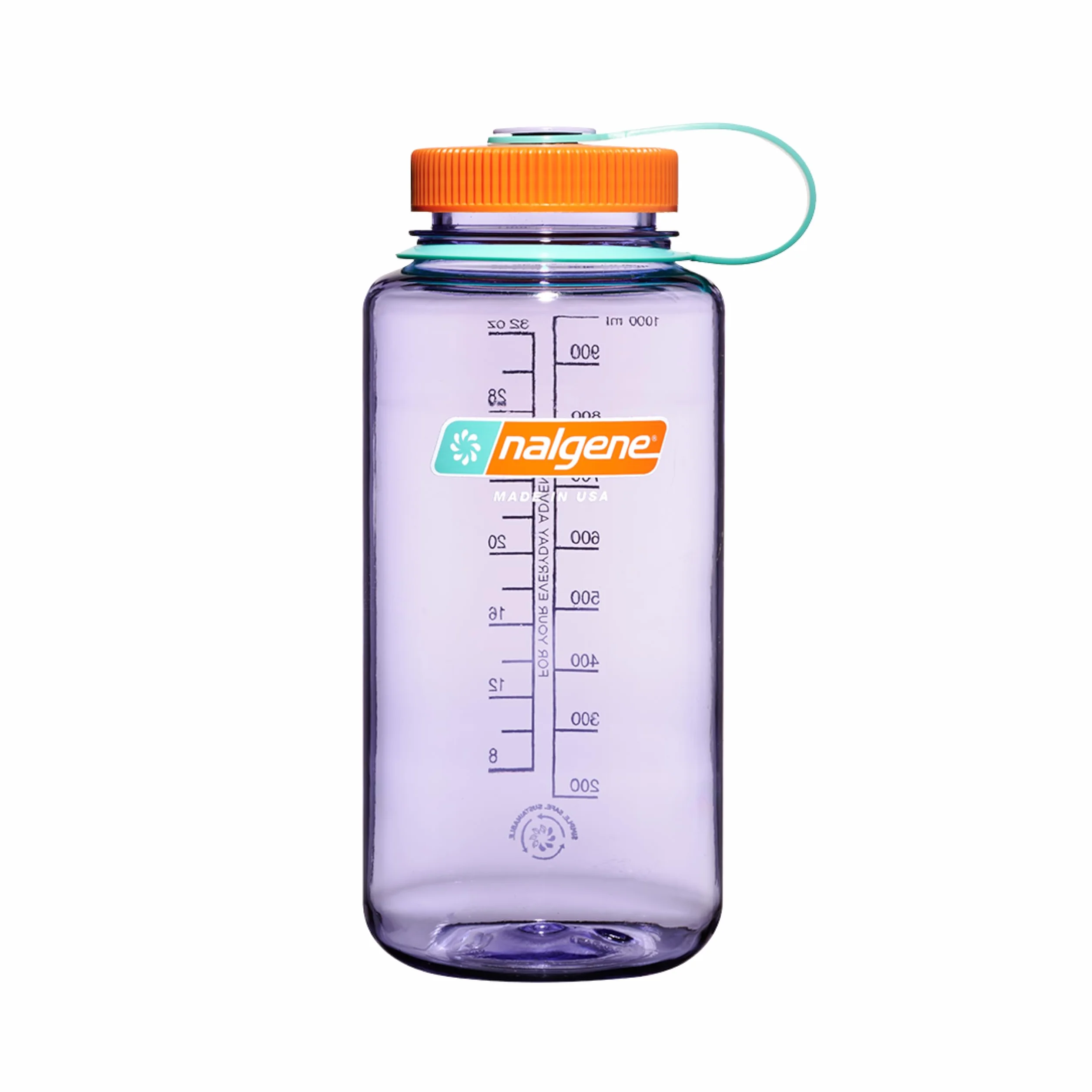 Nalgene Sustain Butelka na wodę z tritanu, bez BPA, wykonana z materiału pochodzącego z 50% plastikowych odpadów, 900 ml, szeroki otwór, ametyst