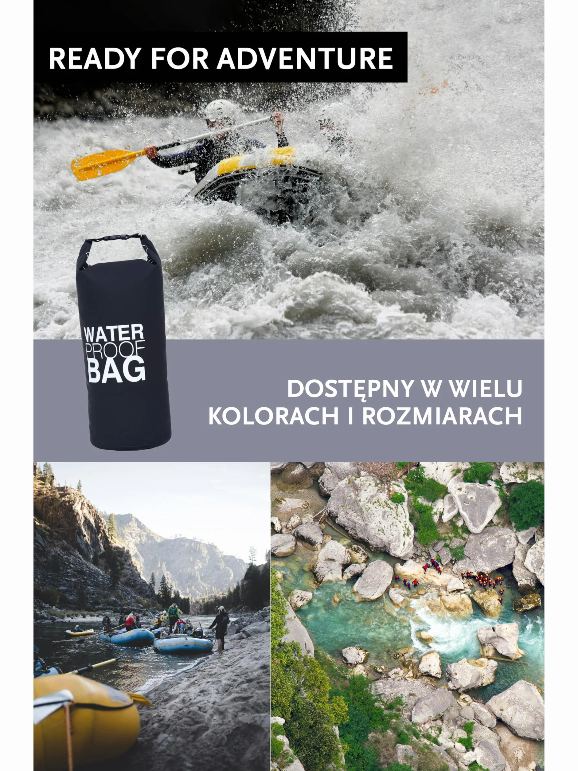 DonDon Wodoodporny outdoor dry bag 10 l kolor czarny worek/sakwa wodoszczelna sucha torba z paskami chroni Twój ekwipunek przed wodą