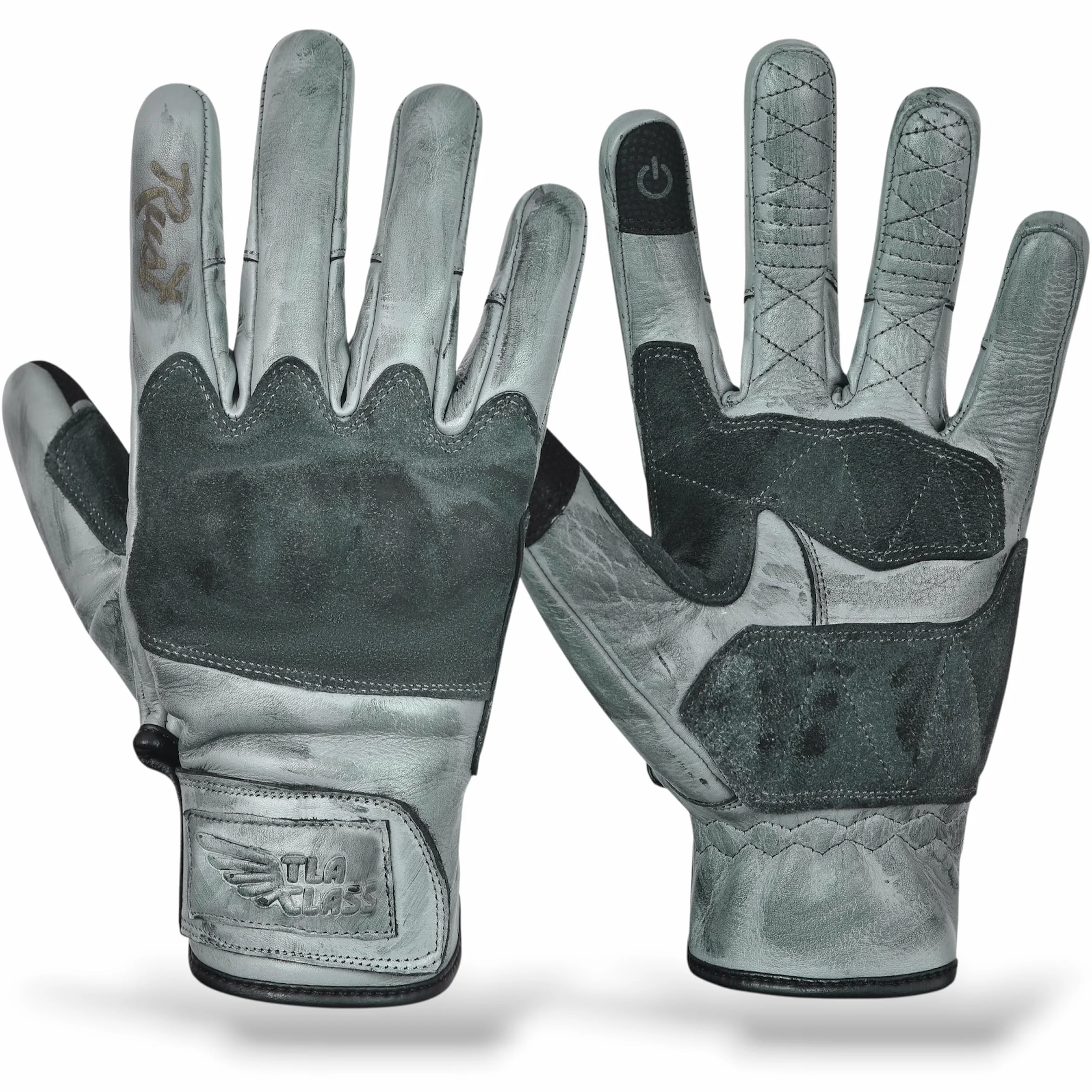 TLA RUST Skórzane rękawiczki motocyklowe vintage CE 2XS-4XL dotykowe ochrona uderzeń